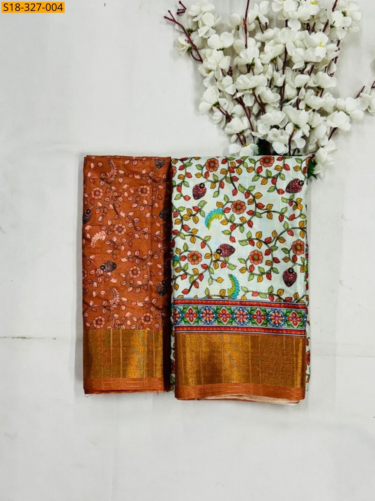 Multi color Fancy geometric printed silk saree