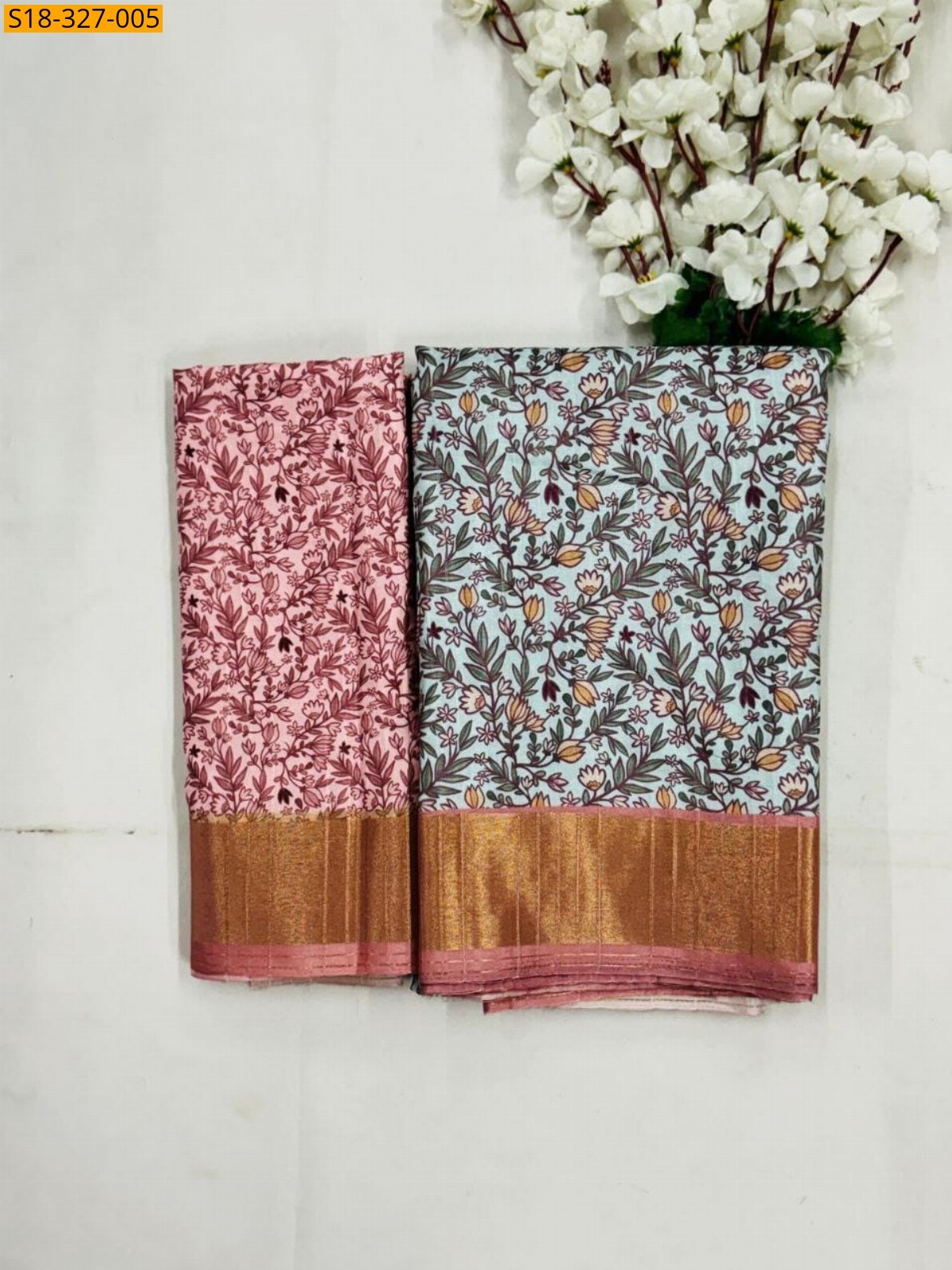 Multi color Fancy geometric printed silk saree