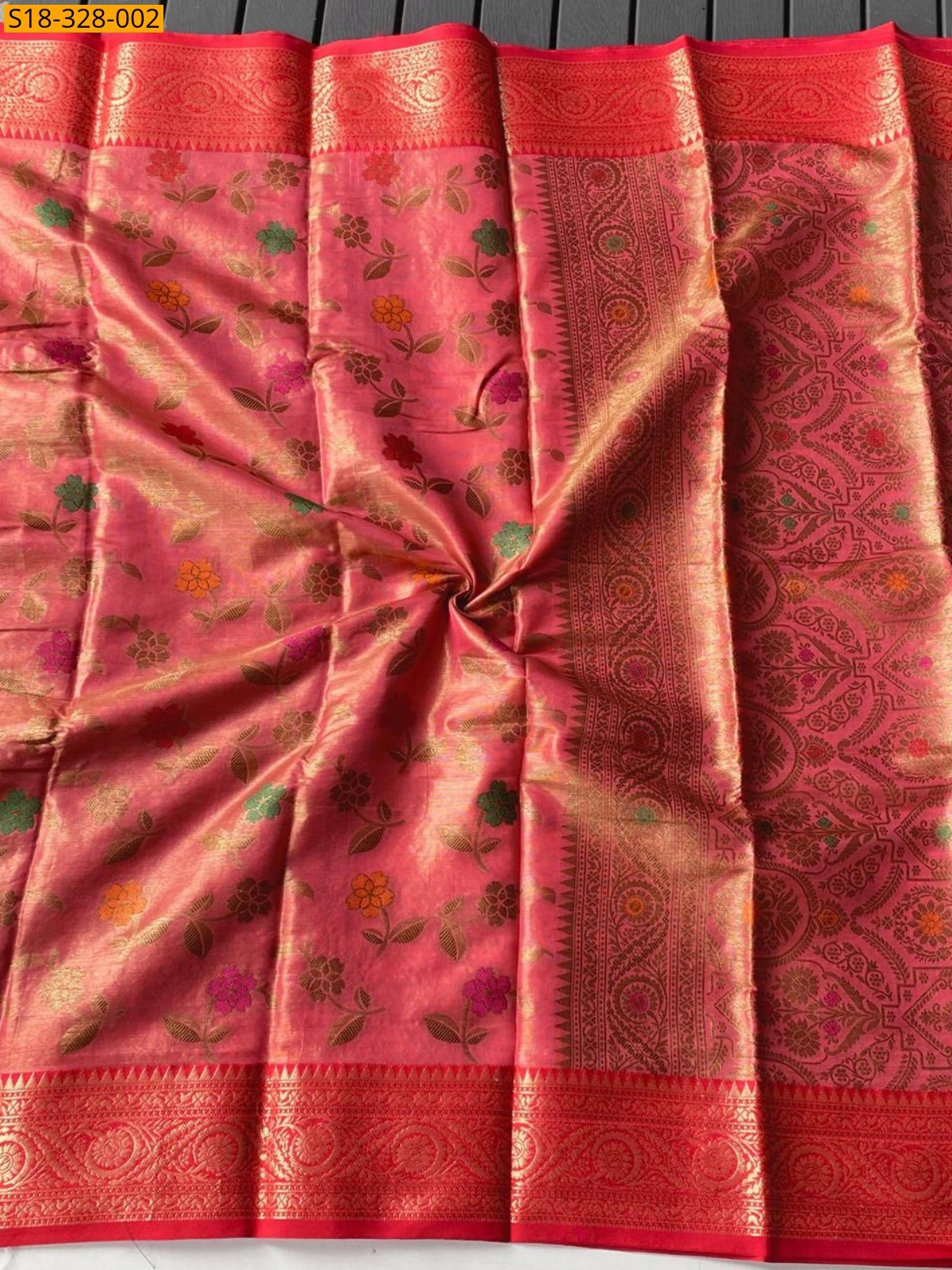 Pink Fancy Organza tissue Silk saree