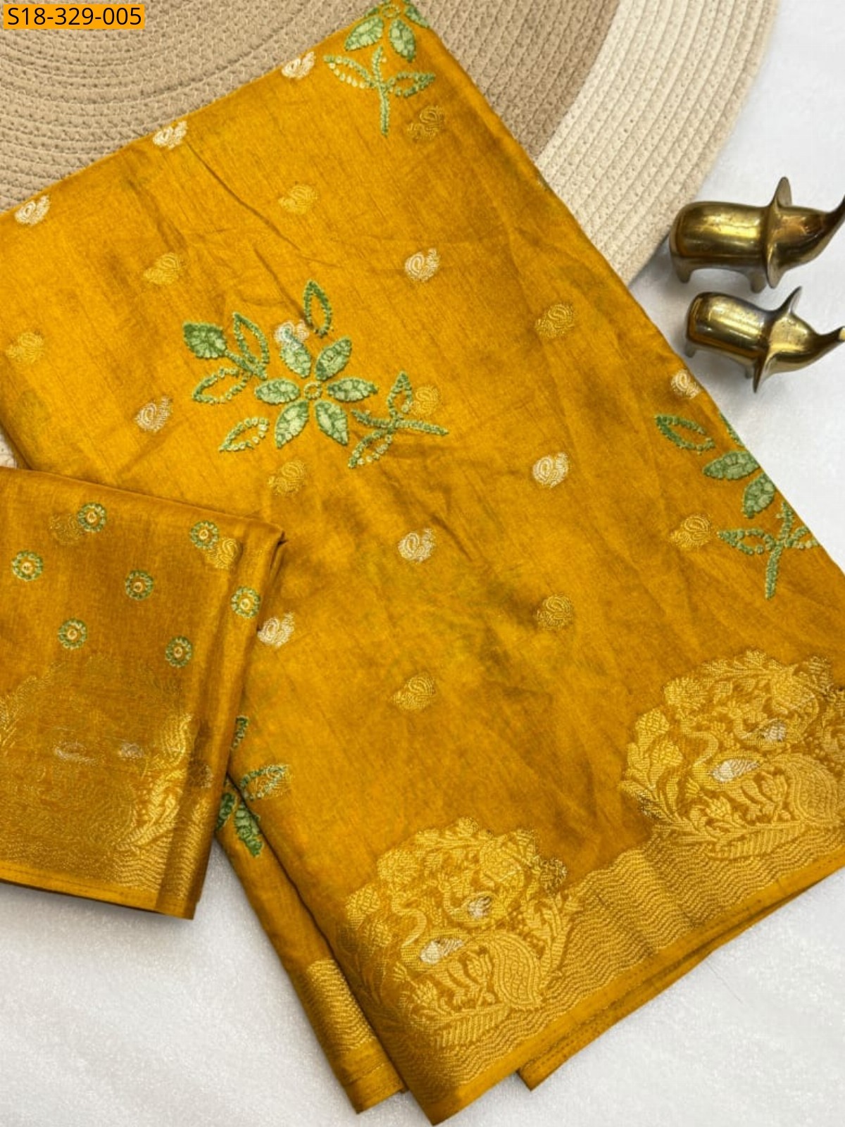 Yellow Fancy Dola Silk Saree