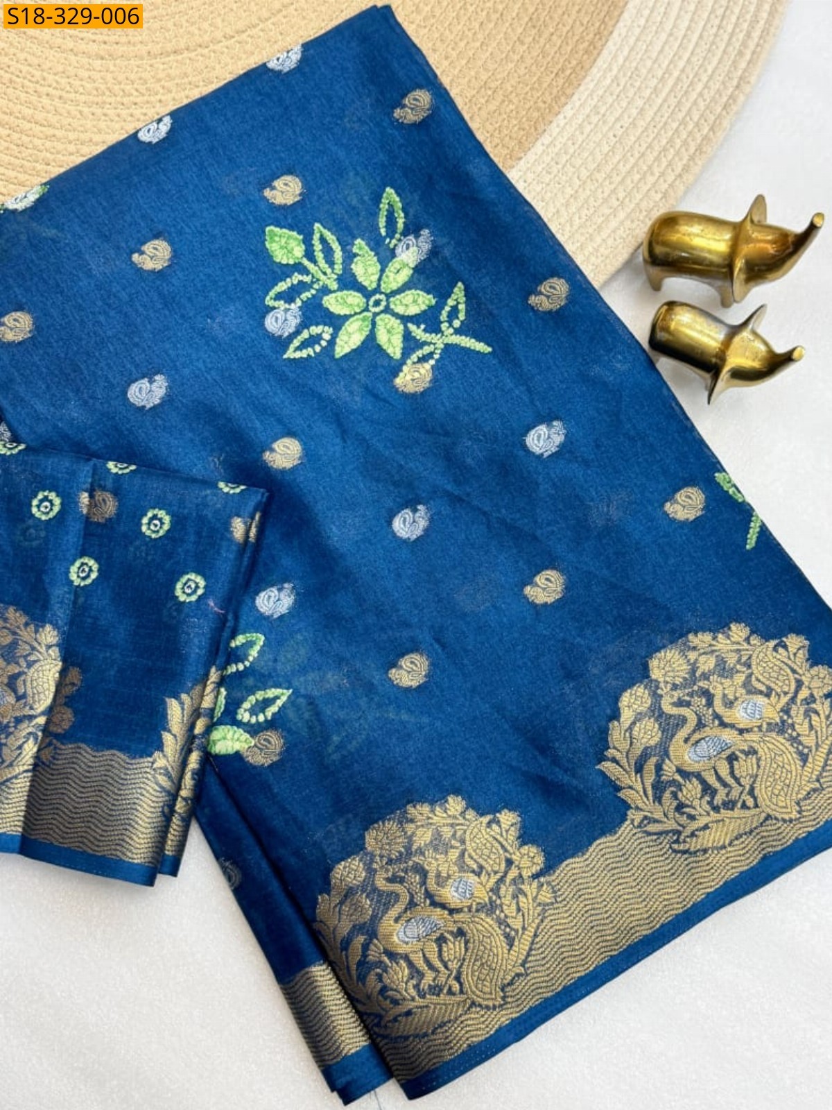 Blue Fancy Dola Silk Saree