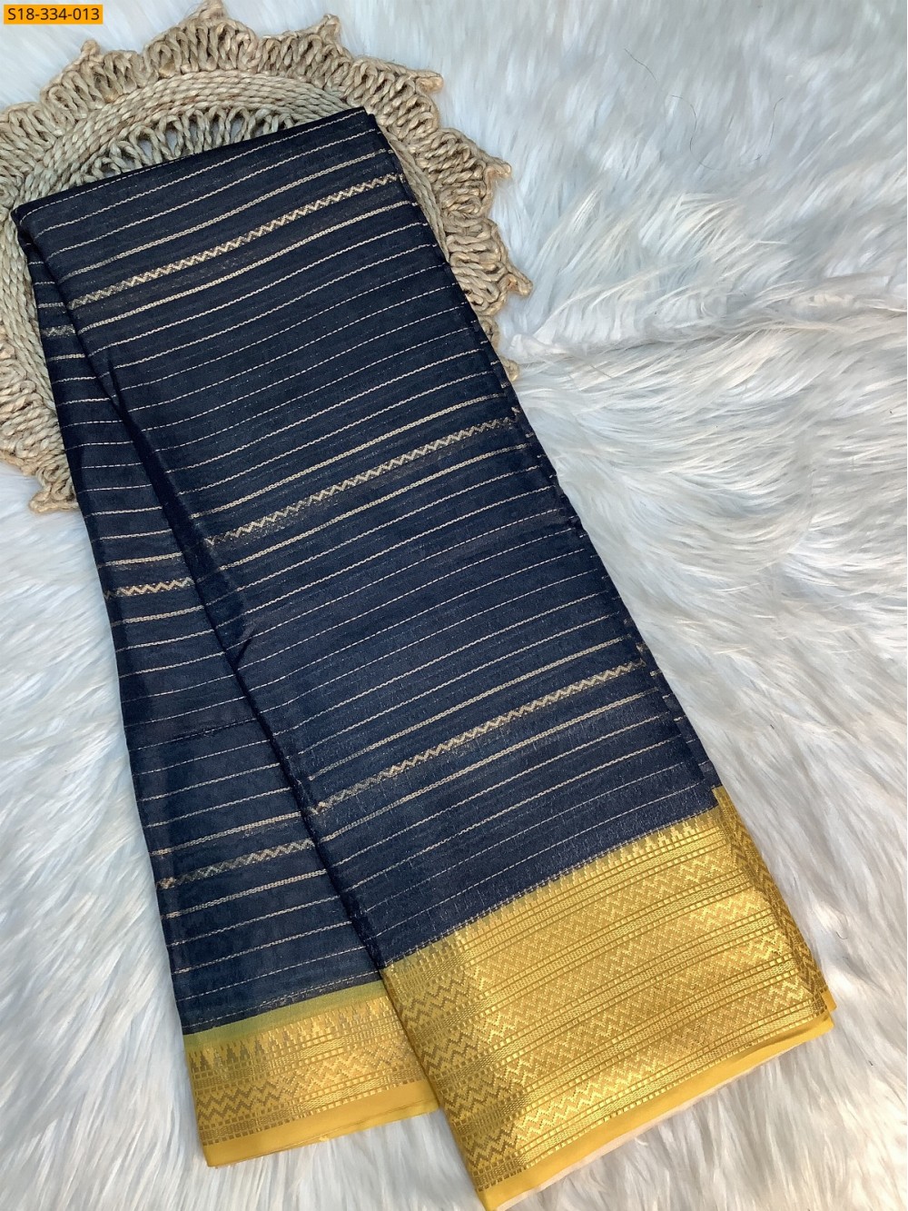 Navy Blue Fancy mysore silk saree Navy Blue Fancy mysore silk saree
