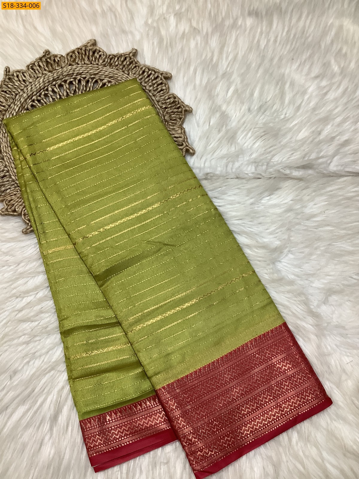 Olive Green Fancy mysore warm silk saree