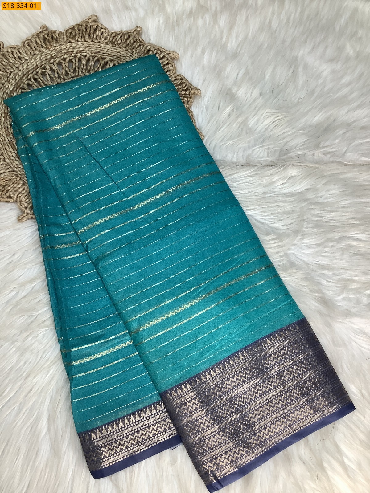 Blue Fancy mysore warm silk saree