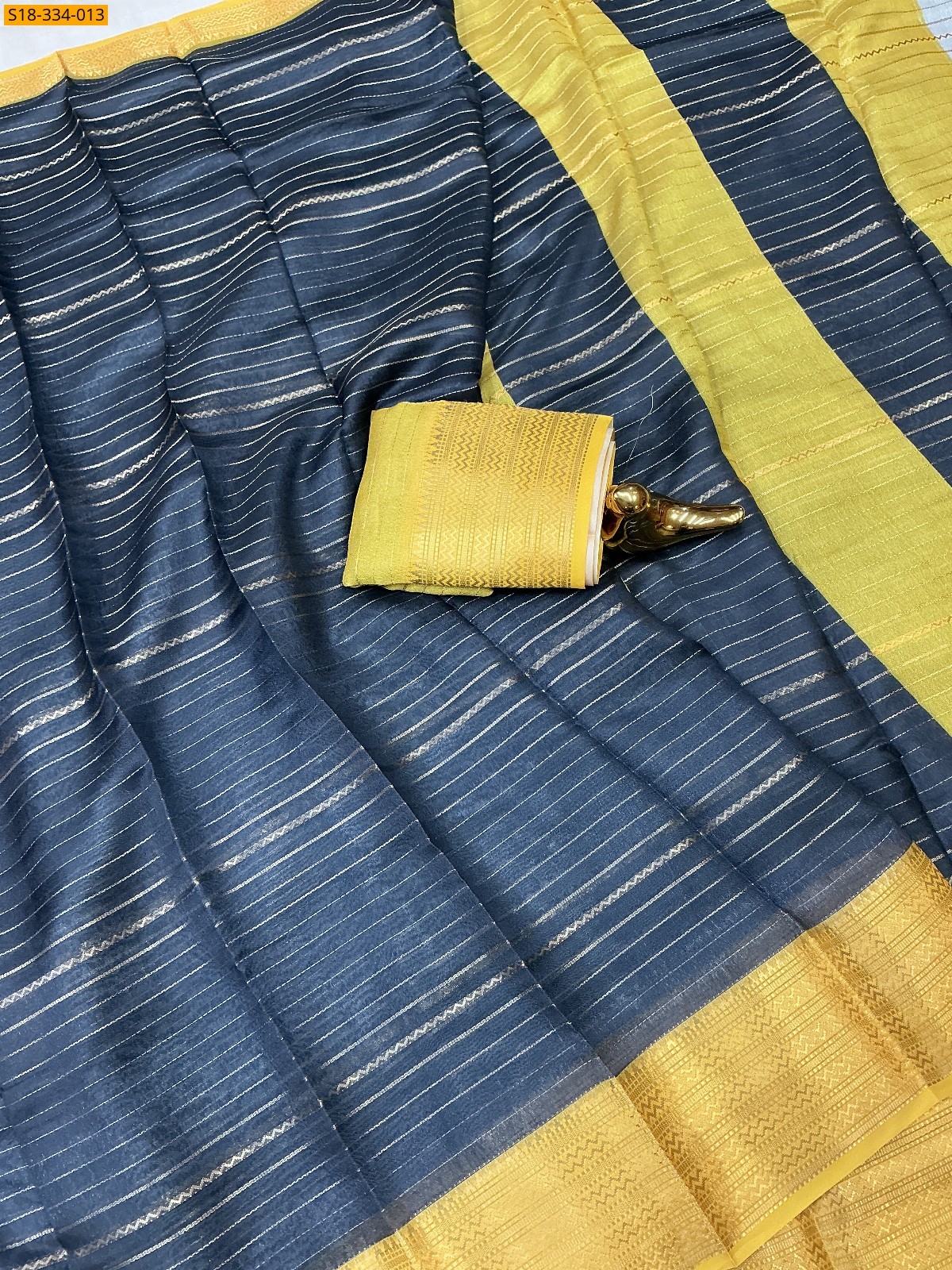 Navy Blue Fancy mysore silk saree