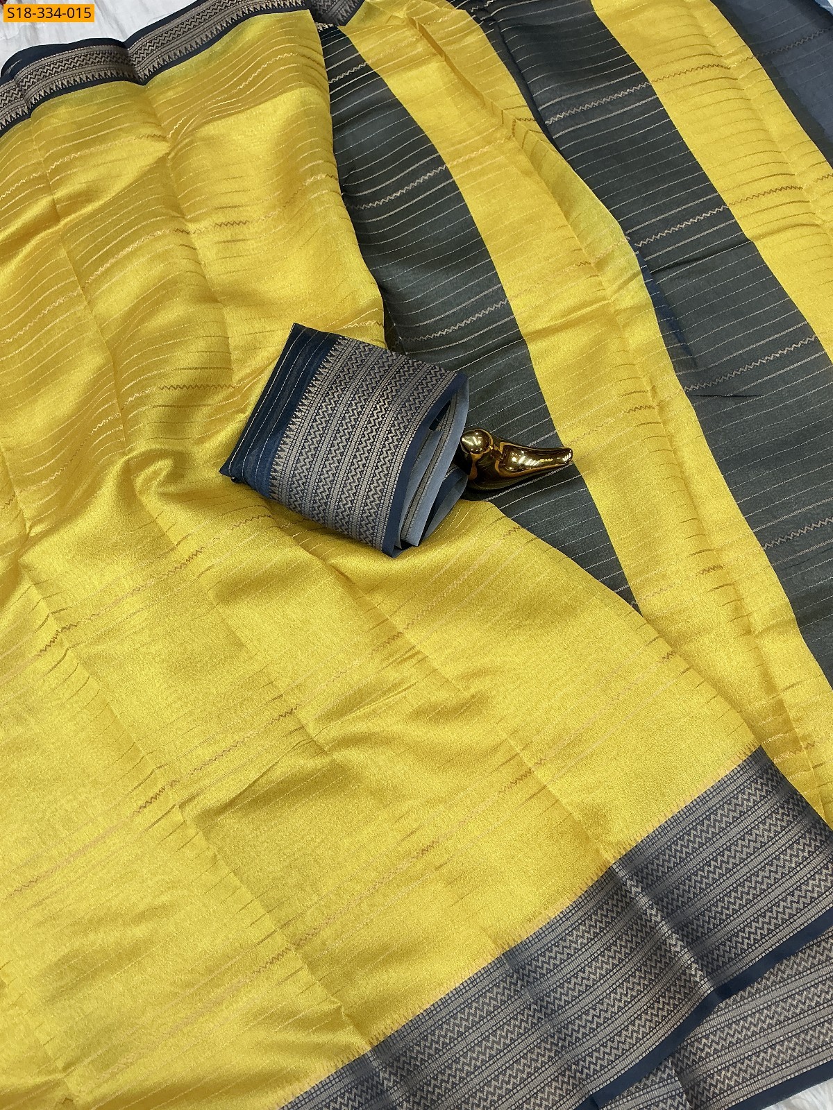 Yellow Fancy mysore silk saree
