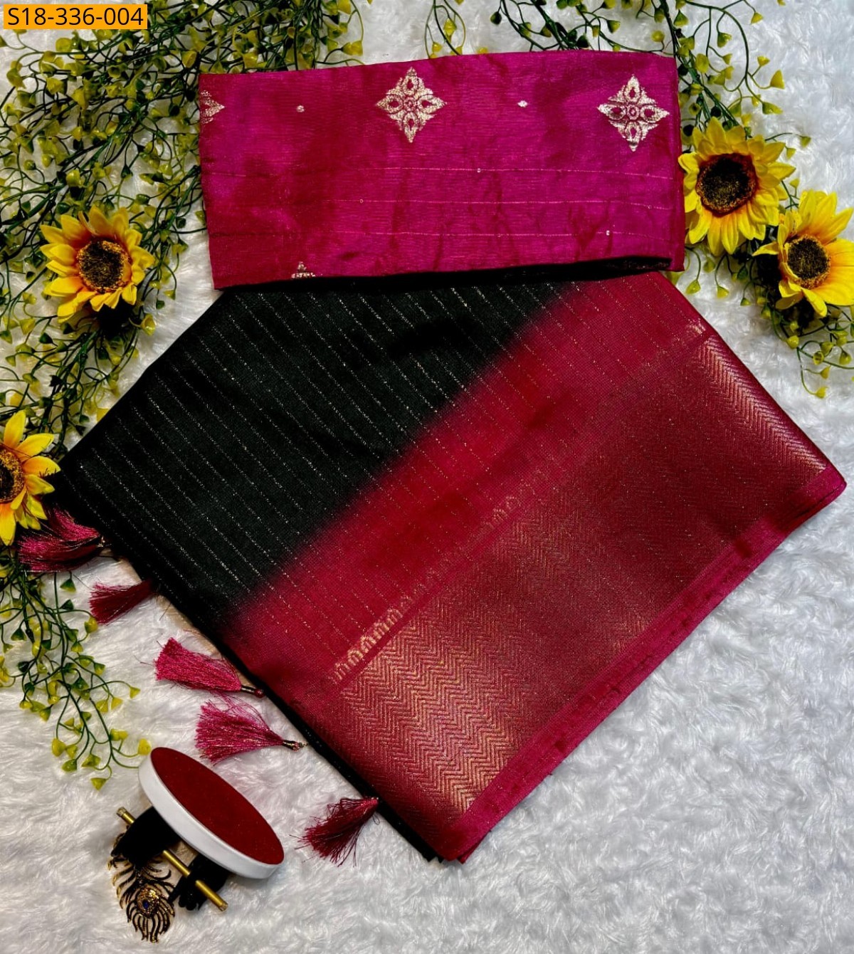 Black Fancy dola silk saree