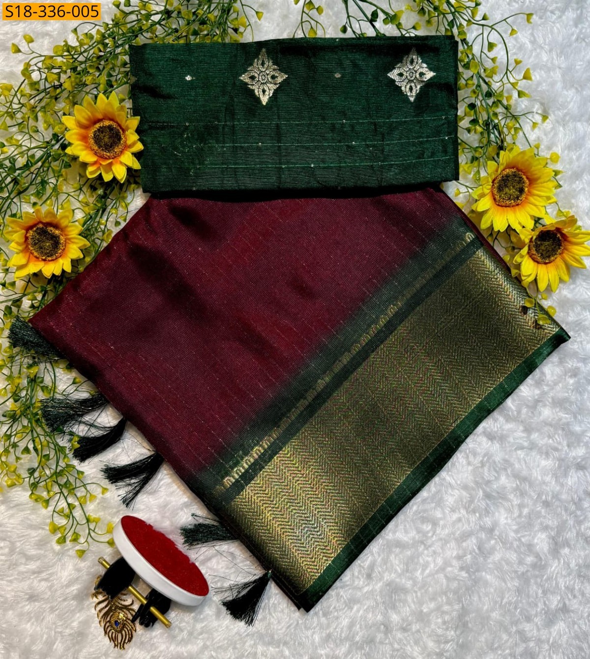 Maroon Fancy dola silk saree