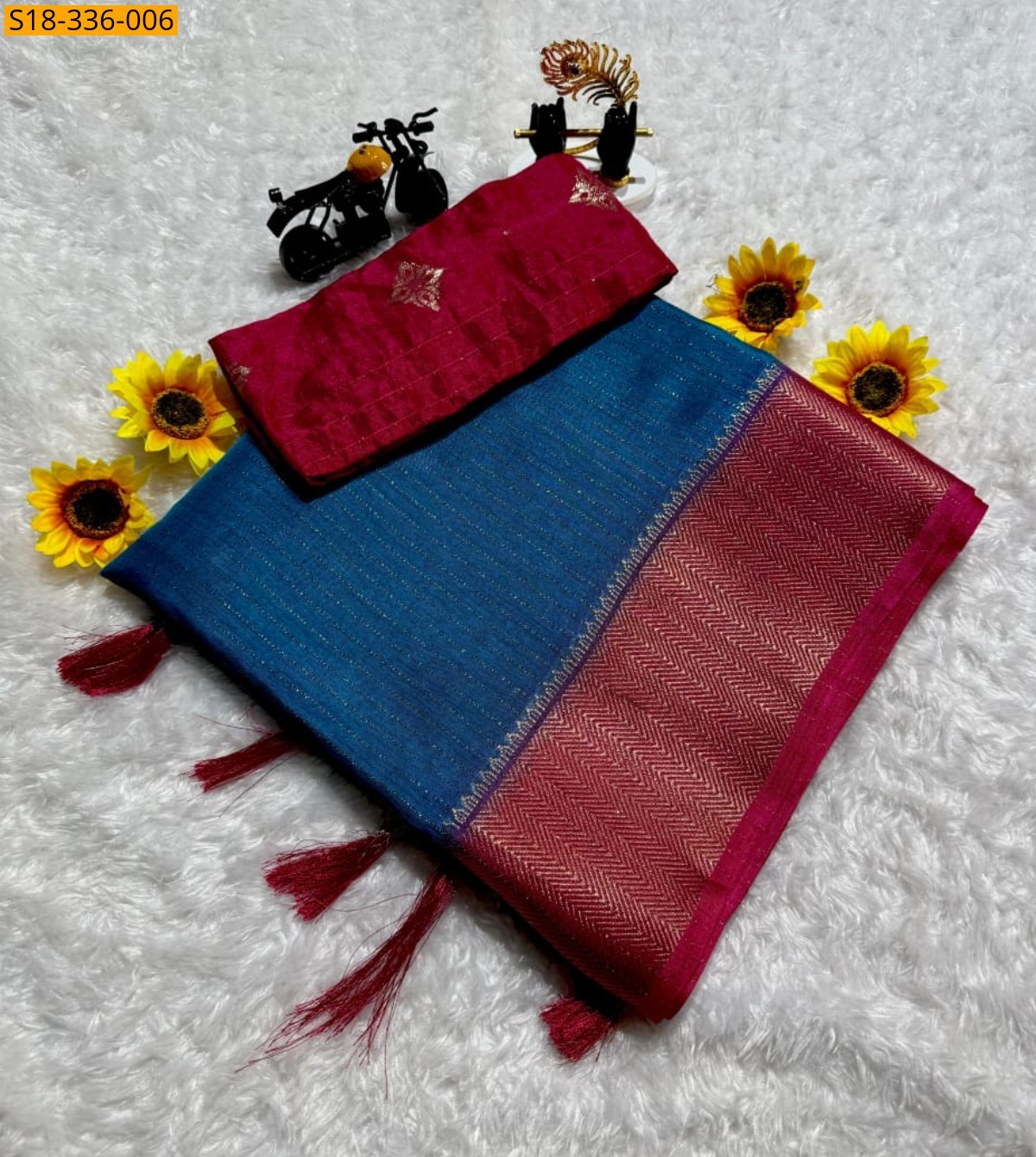 Blue Fancy dola silk saree