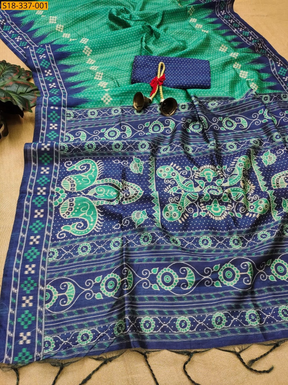 Green Fancy Tussar silk saree