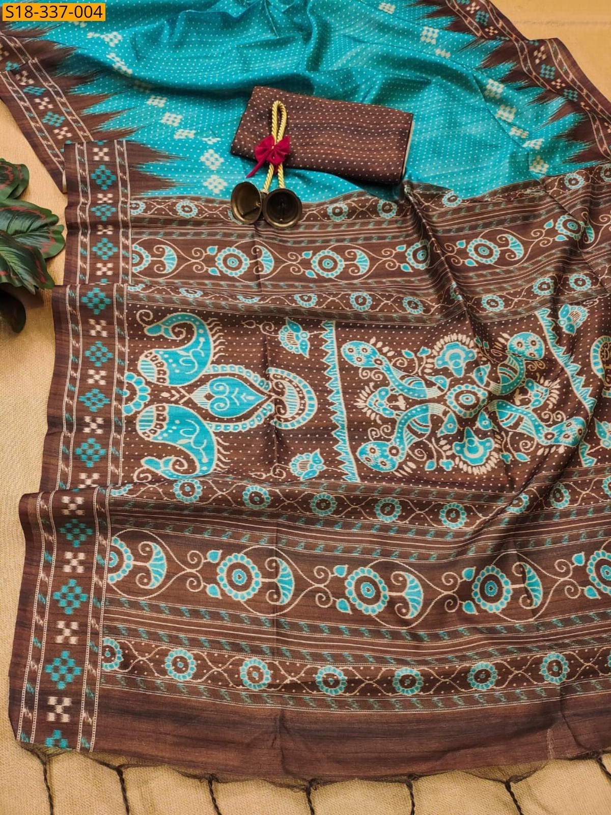 Blue Fancy Tussar silk saree