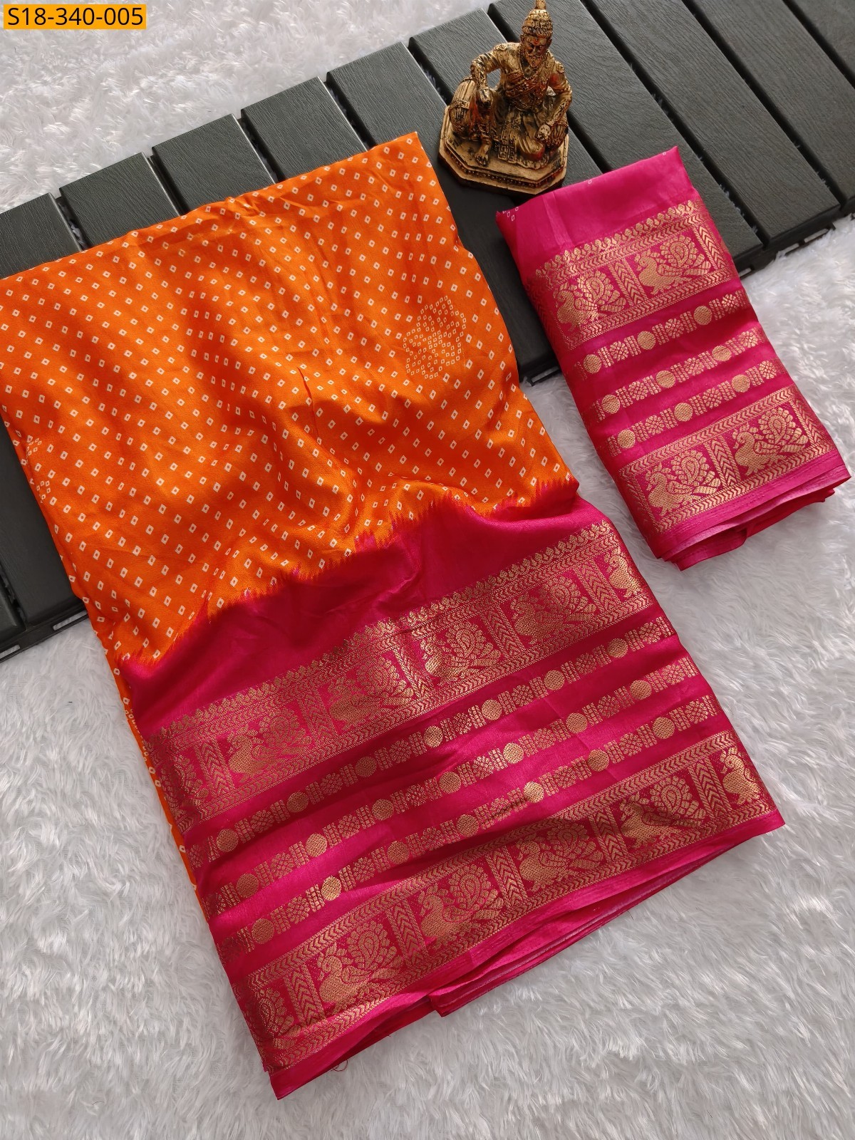 Orange Fancy matka silk sarees