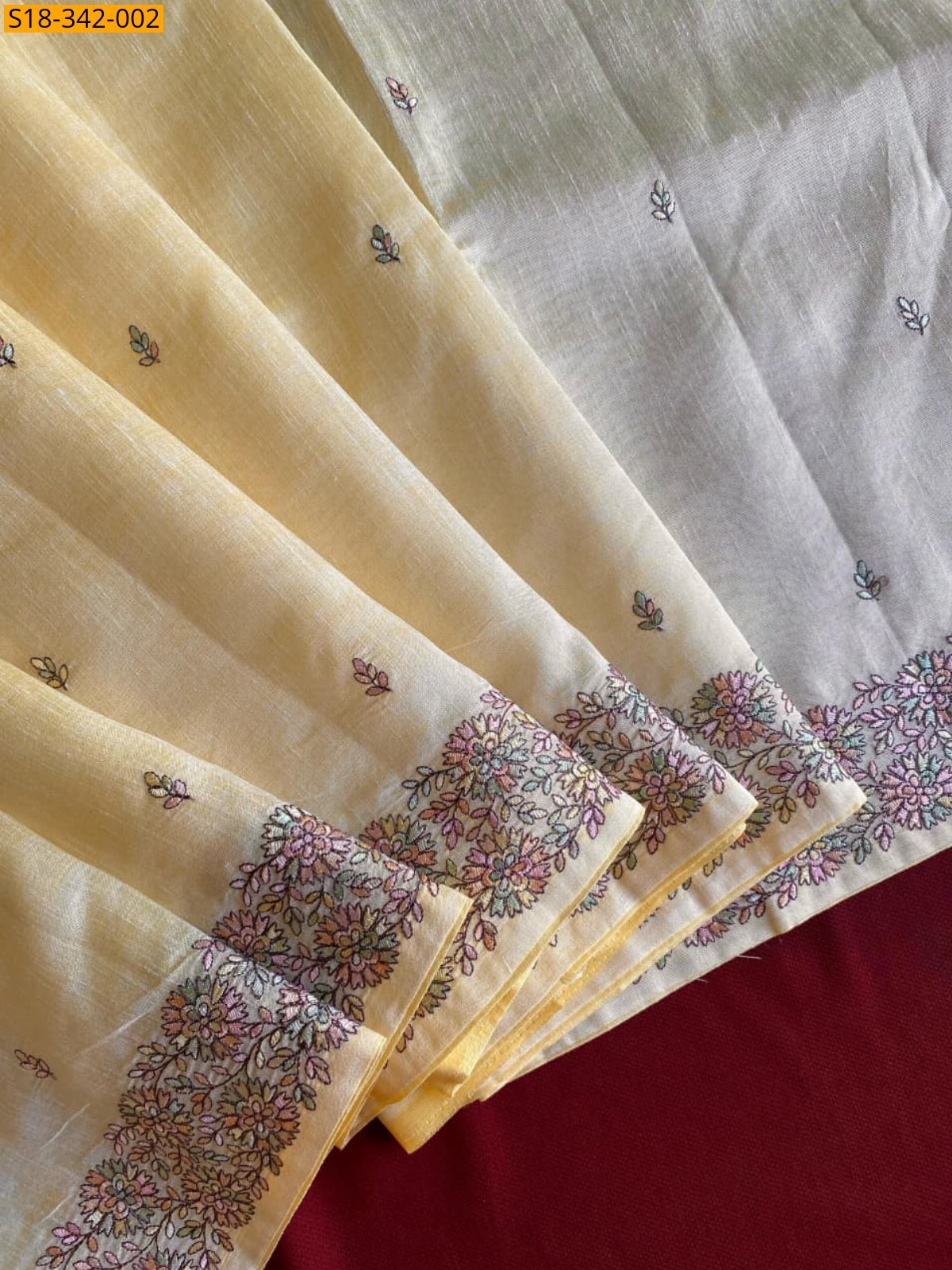 Yellow Fancy tussar handloom sarees 