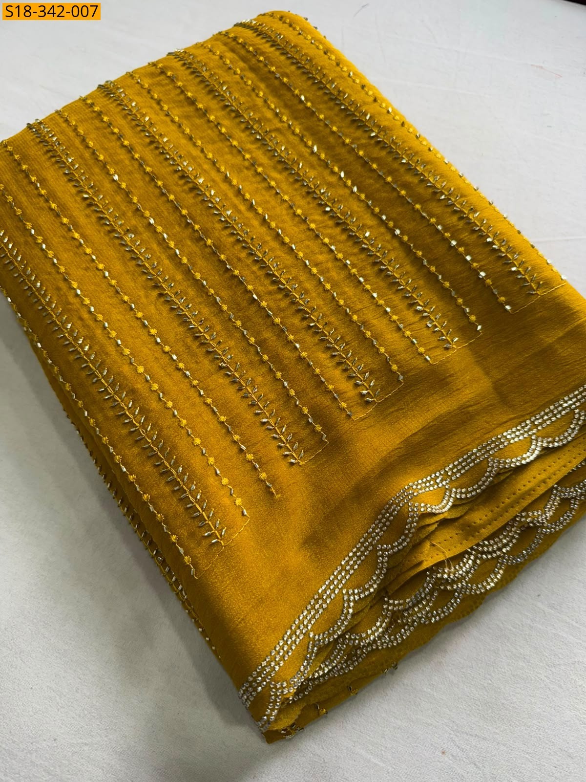 Yellow Fancy Star Georgette Saree