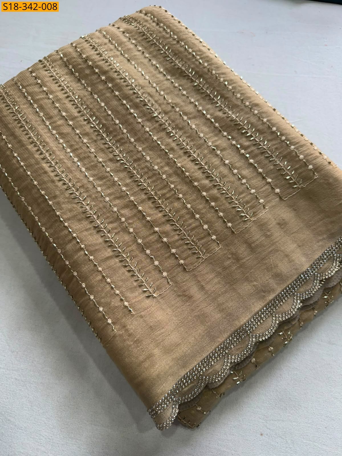 Sandal Fancy Star Georgette Saree