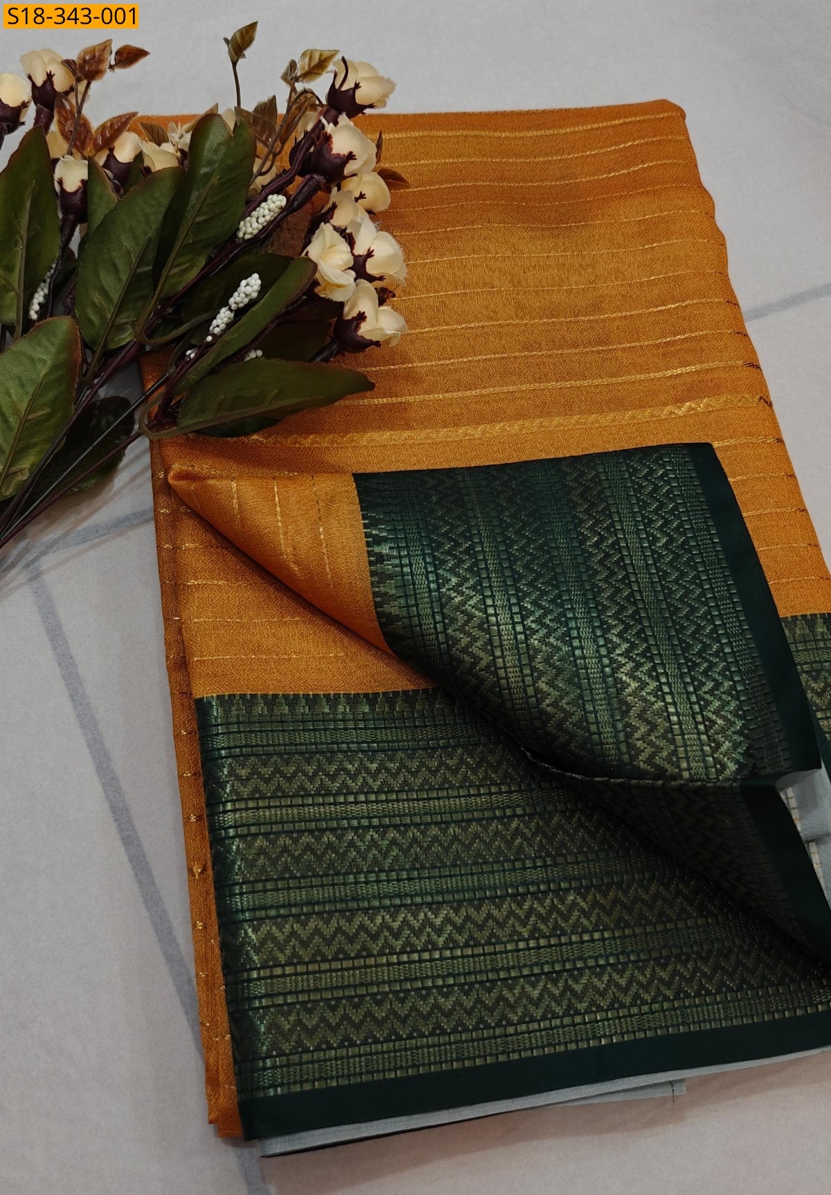 Orange Fancy Mysore warm silk sarees 