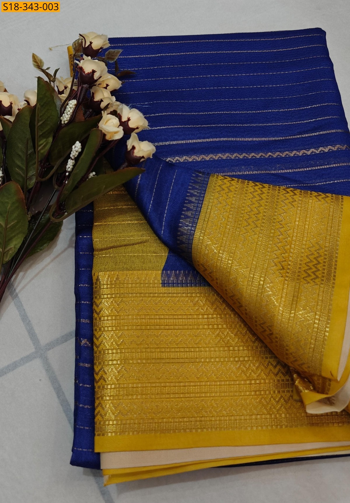 Navy Blue Fancy Mysore warm silk sarees 