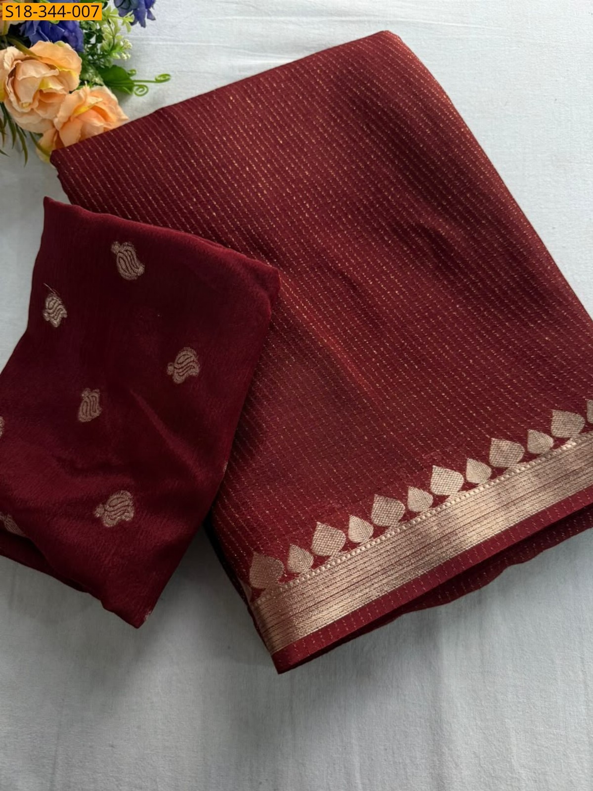Brown Fancy Chinnon Viscose Saree