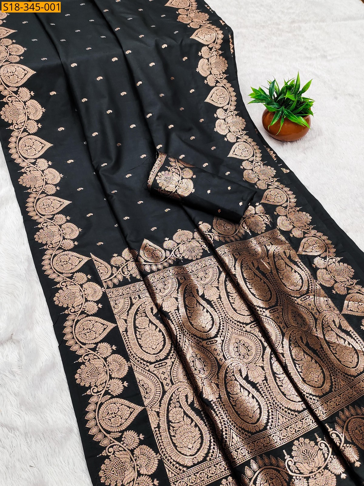 Black Fancy banarasi soft silk sarees