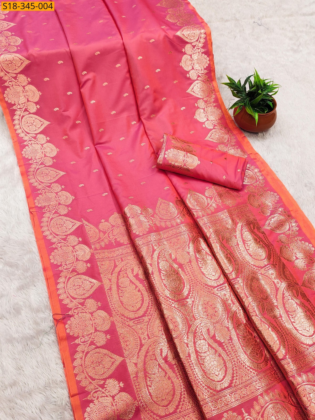 Orange Fancy banarasi soft silk sarees