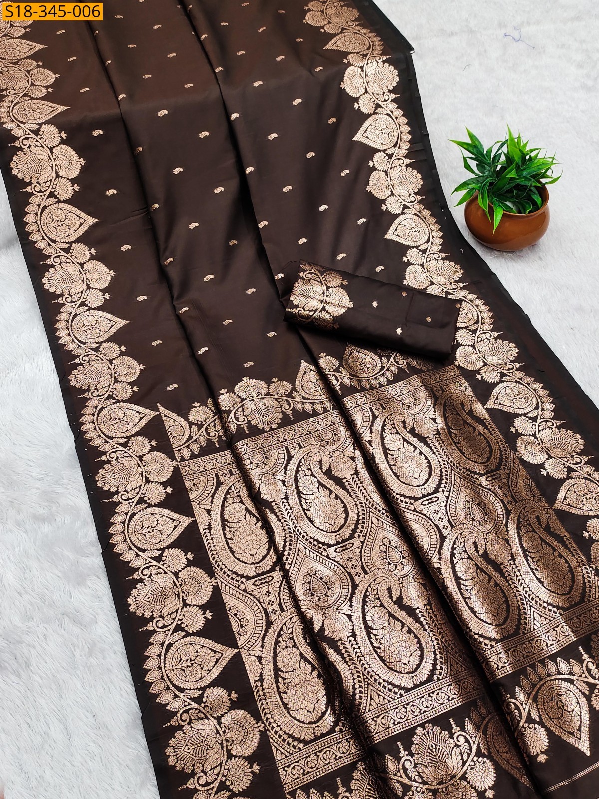 Brown Fancy banarasi soft silk sarees