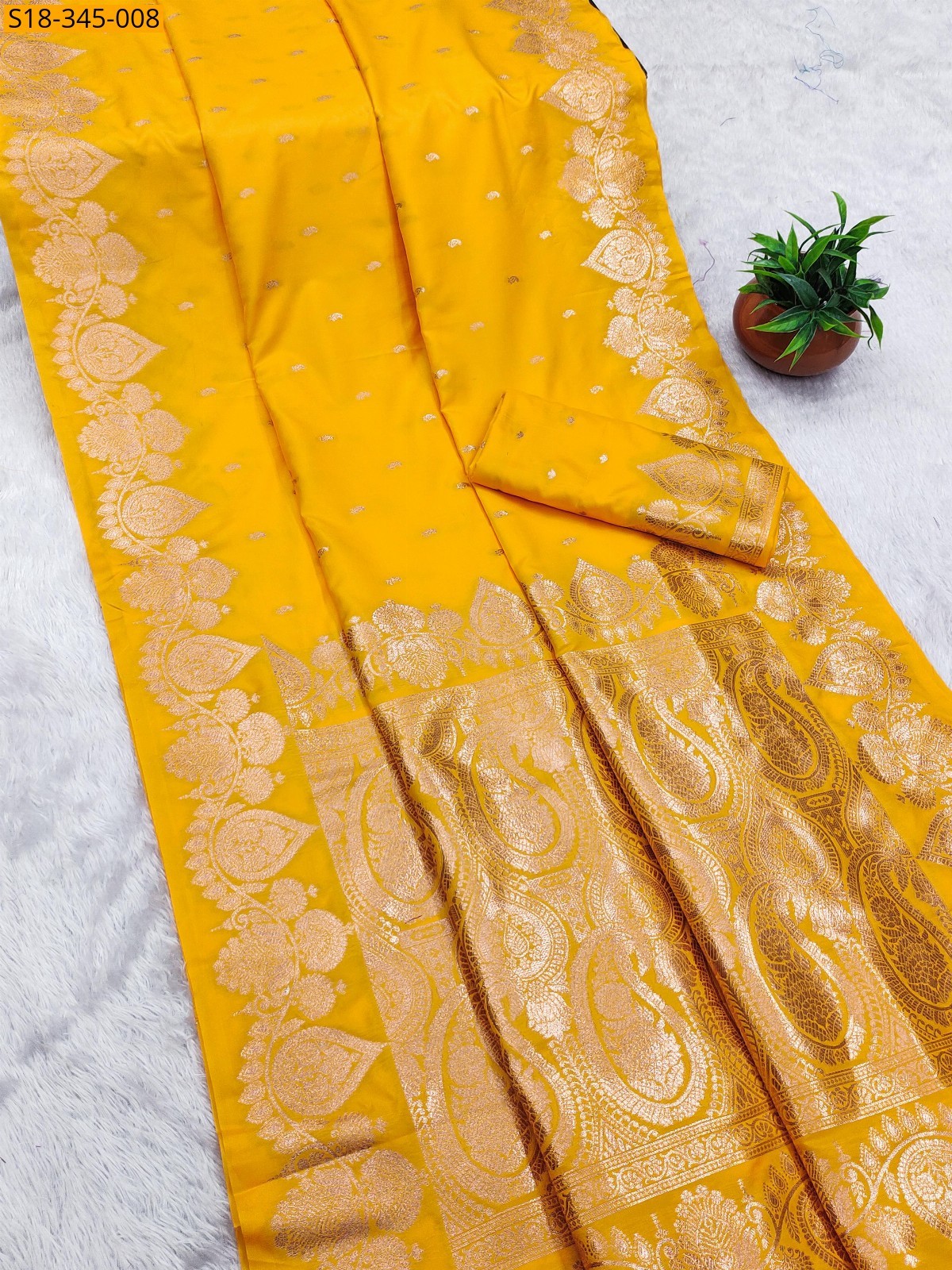 Yellow Fancy banarasi soft silk sarees