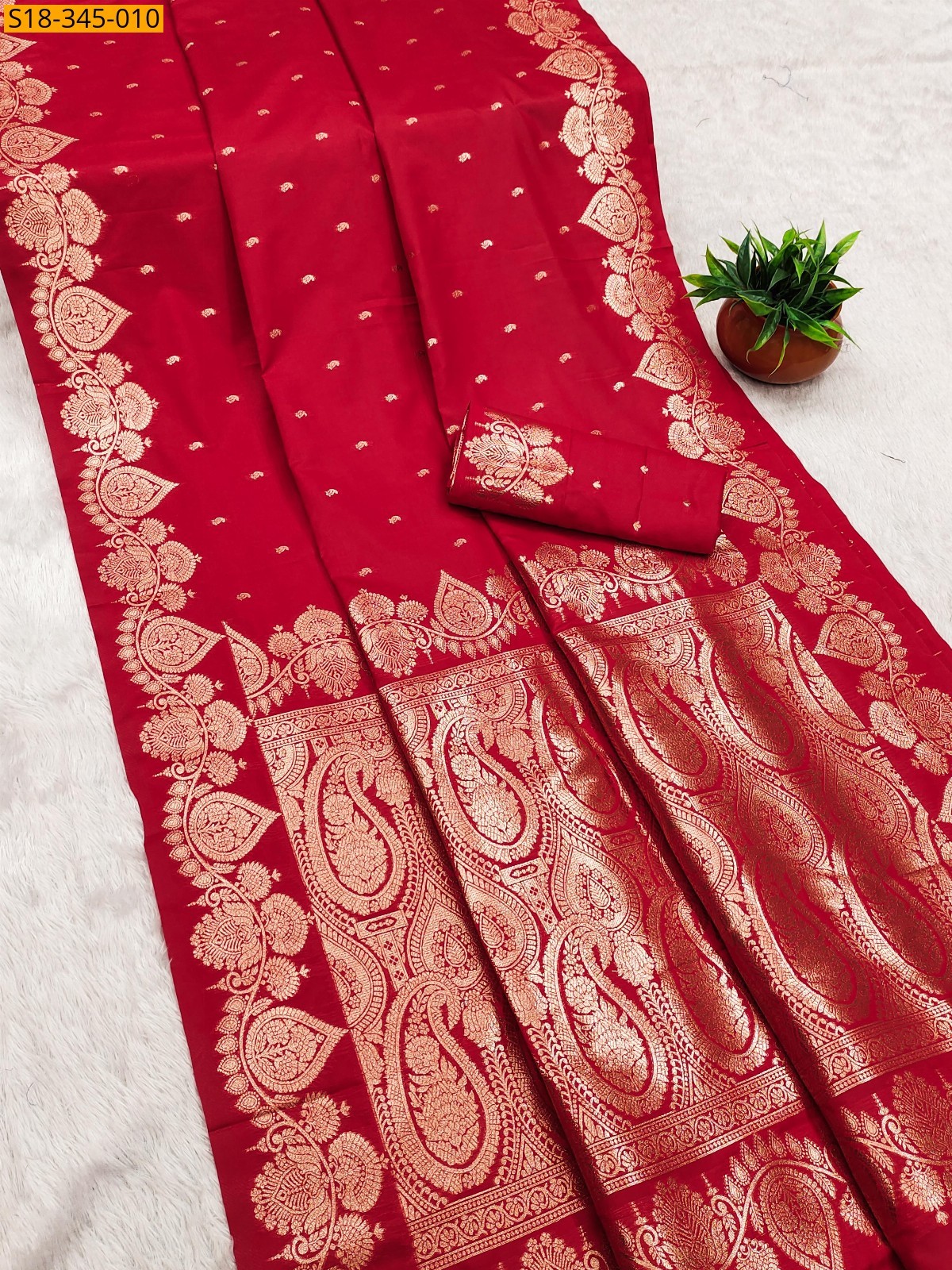 Red Fancy banarasi soft silk sarees
