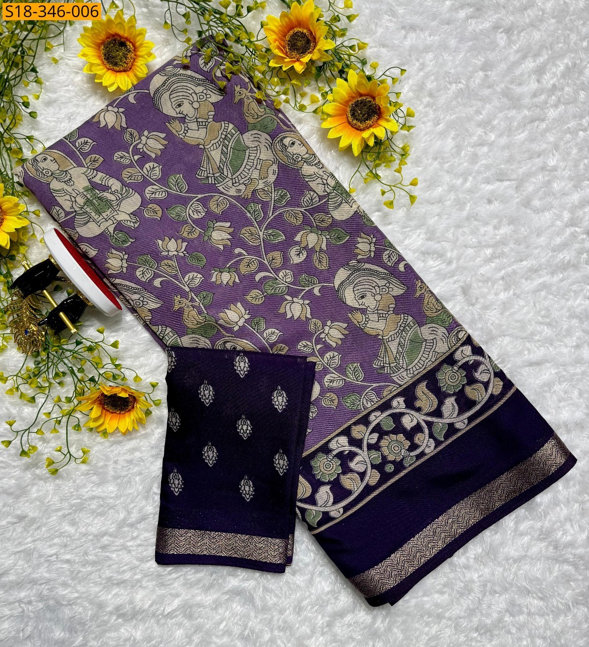 Purple Mulmul Cotton saree
