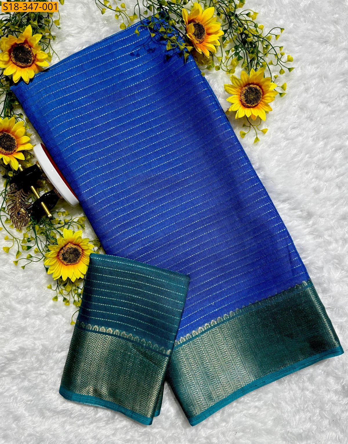 Blue Beautiful dola silk saree