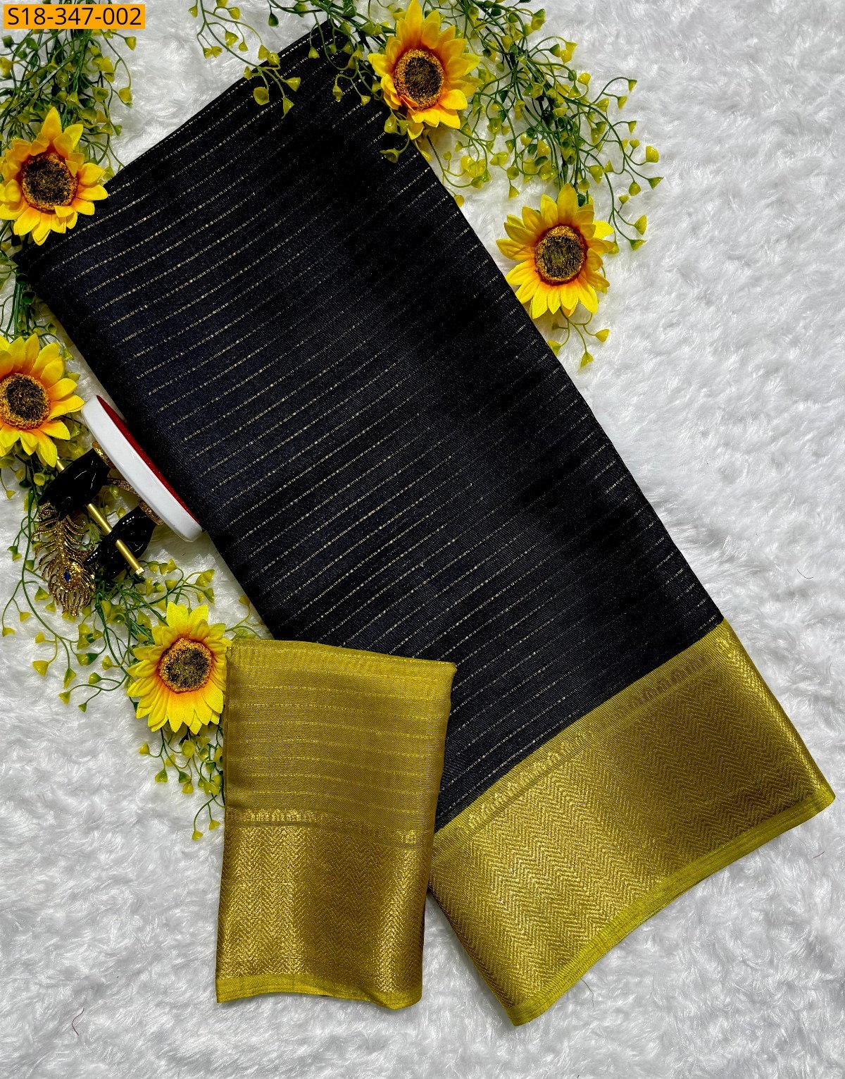 Black Beautiful dola silk saree