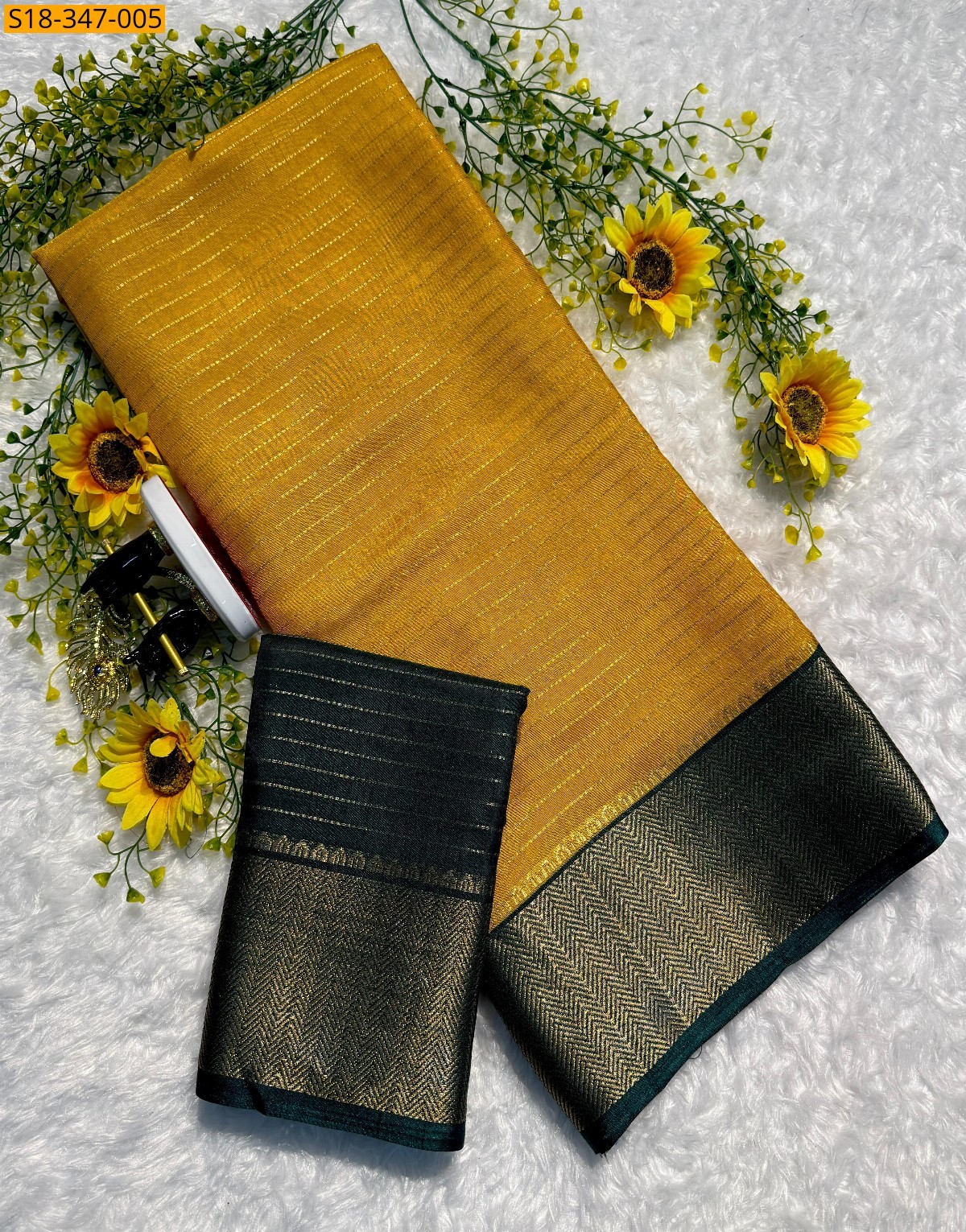 Yellow Beautiful dola silk saree