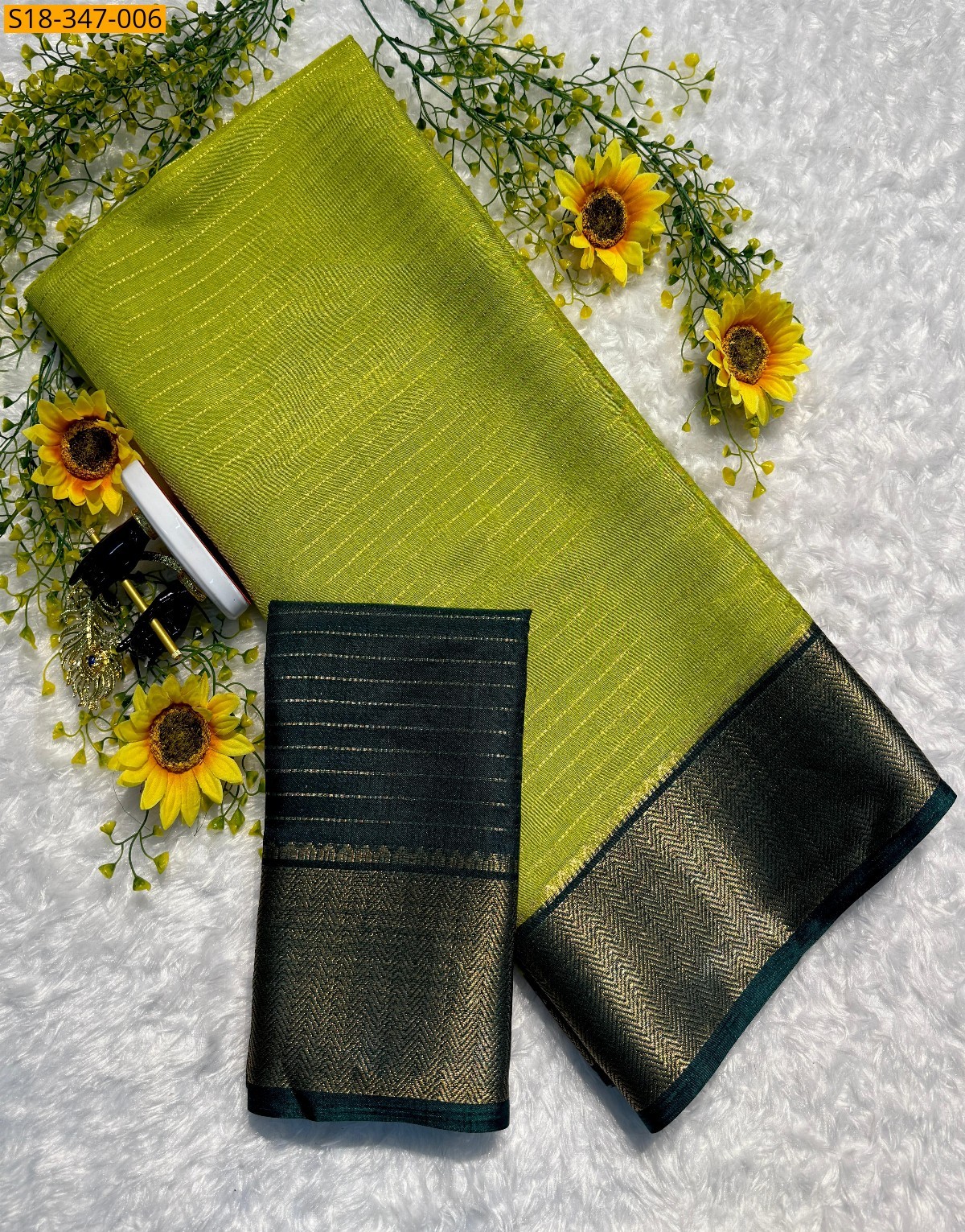 Green Beautiful dola silk saree