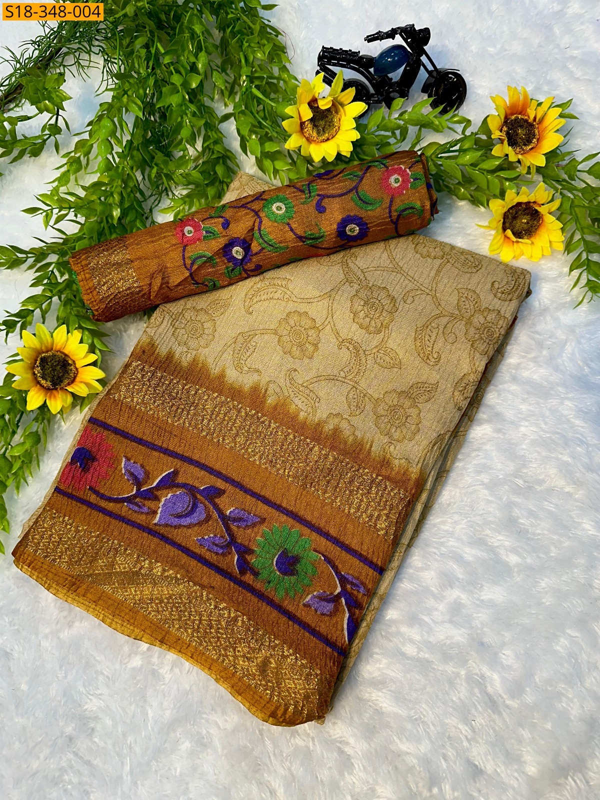 Sandal Fancy dola silk saree