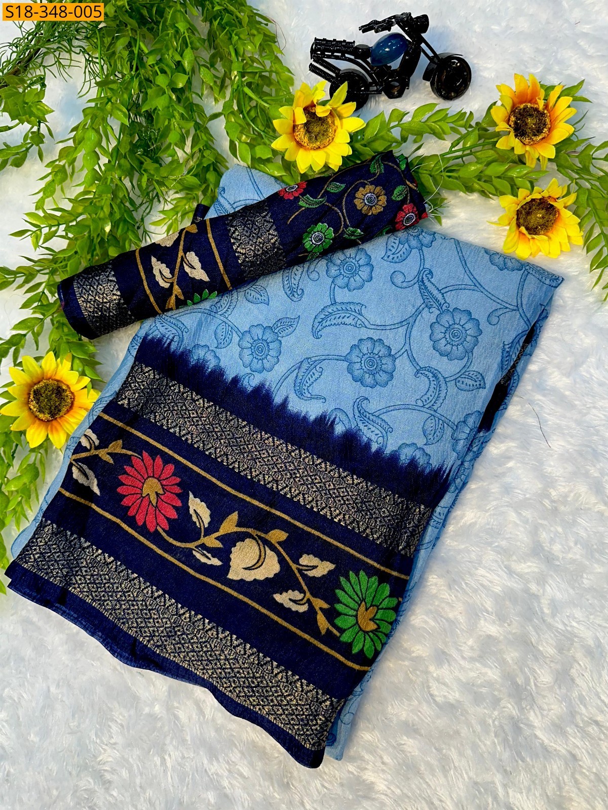 Blue Fancy dola silk saree