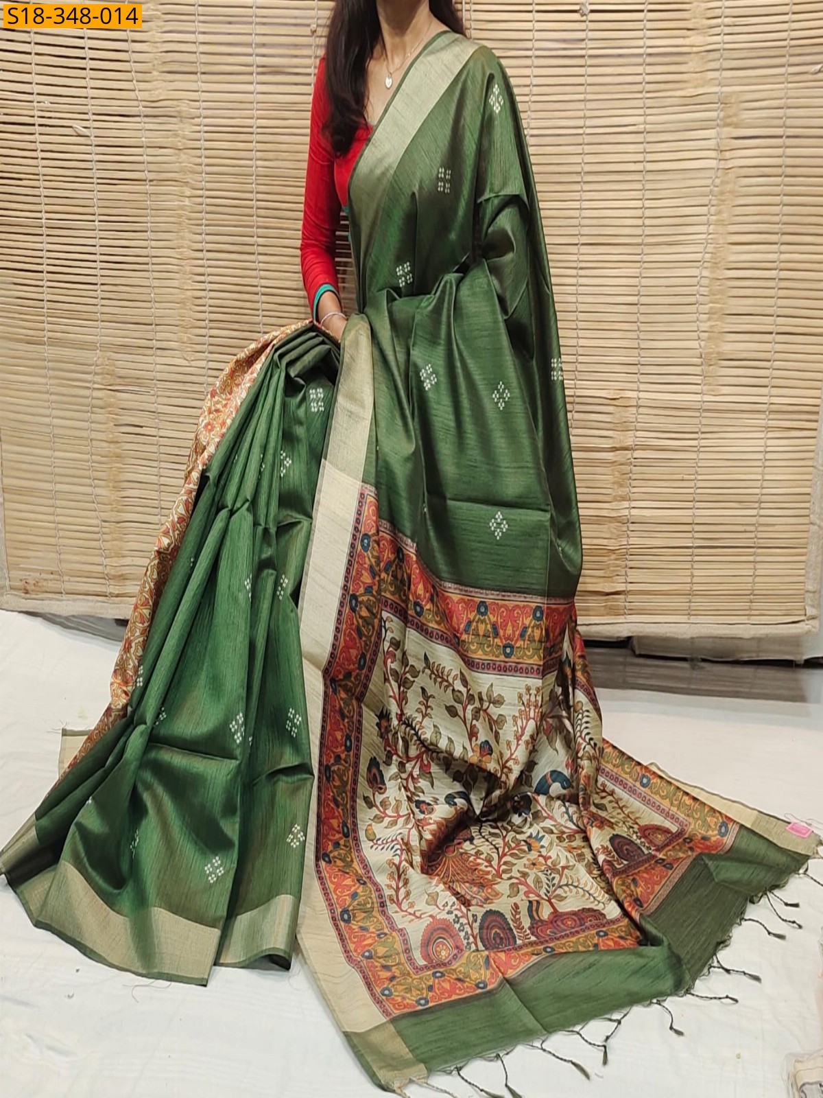 Green Fancy Soft Desi Raw Silk Saree
