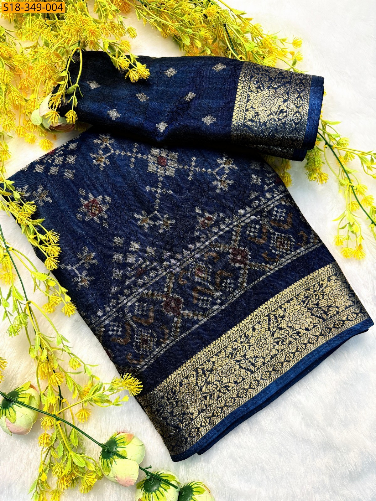 Navy blue Fancy dola silk saree