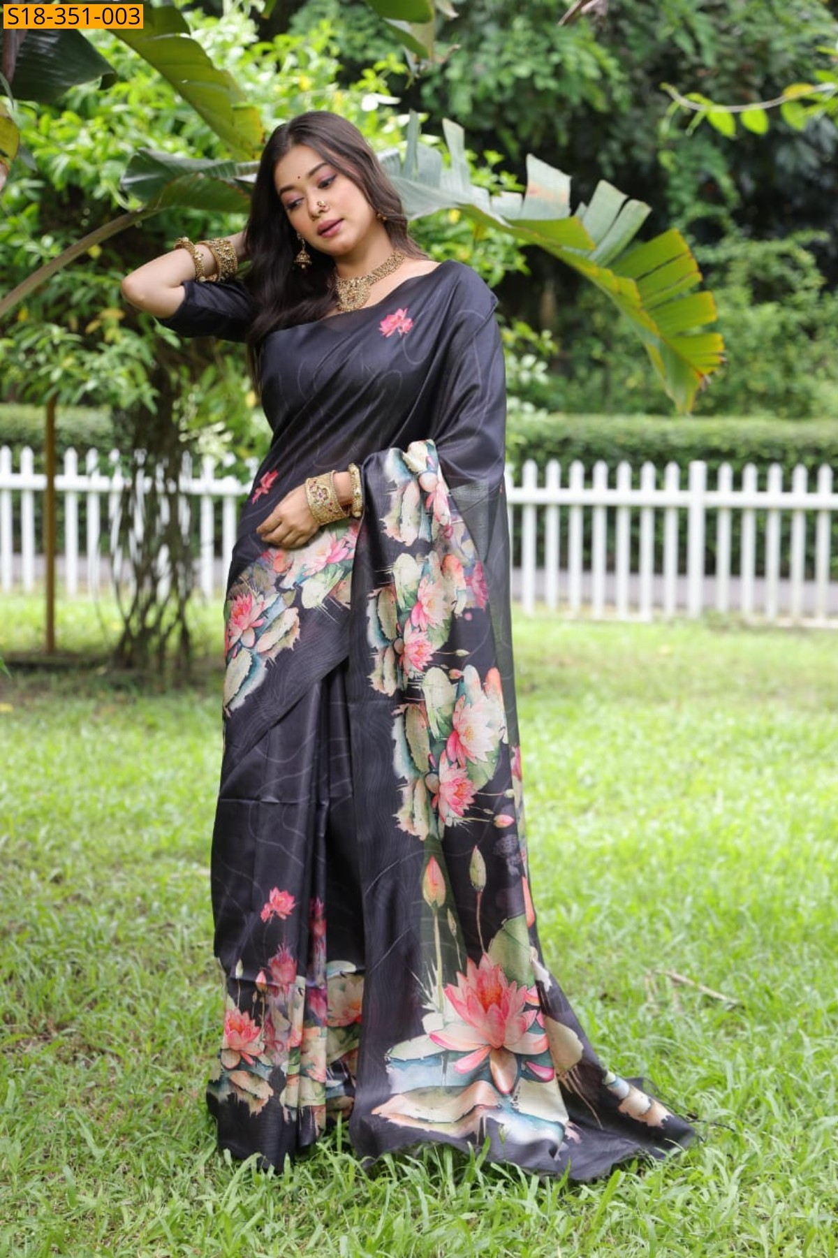 Black Fancy Tussar Silk saree