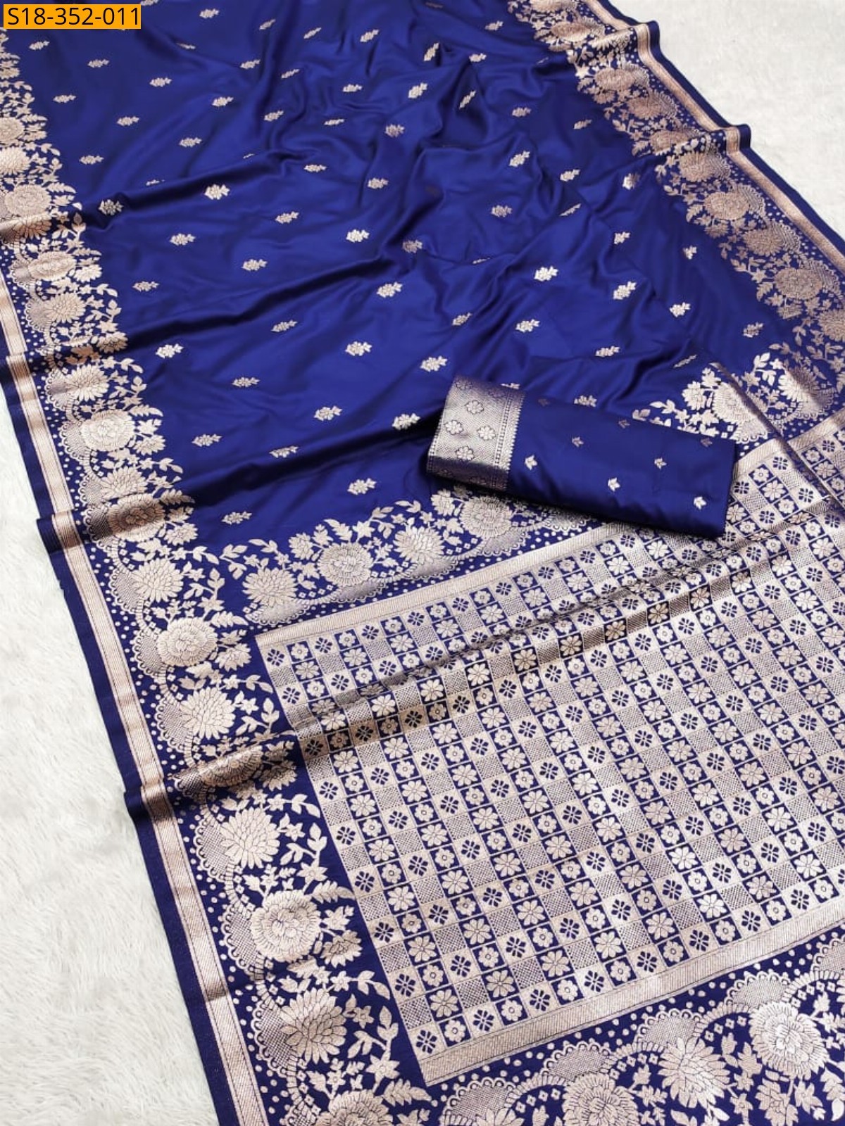 Navy blue Fancy Banarasi Silk Saree
