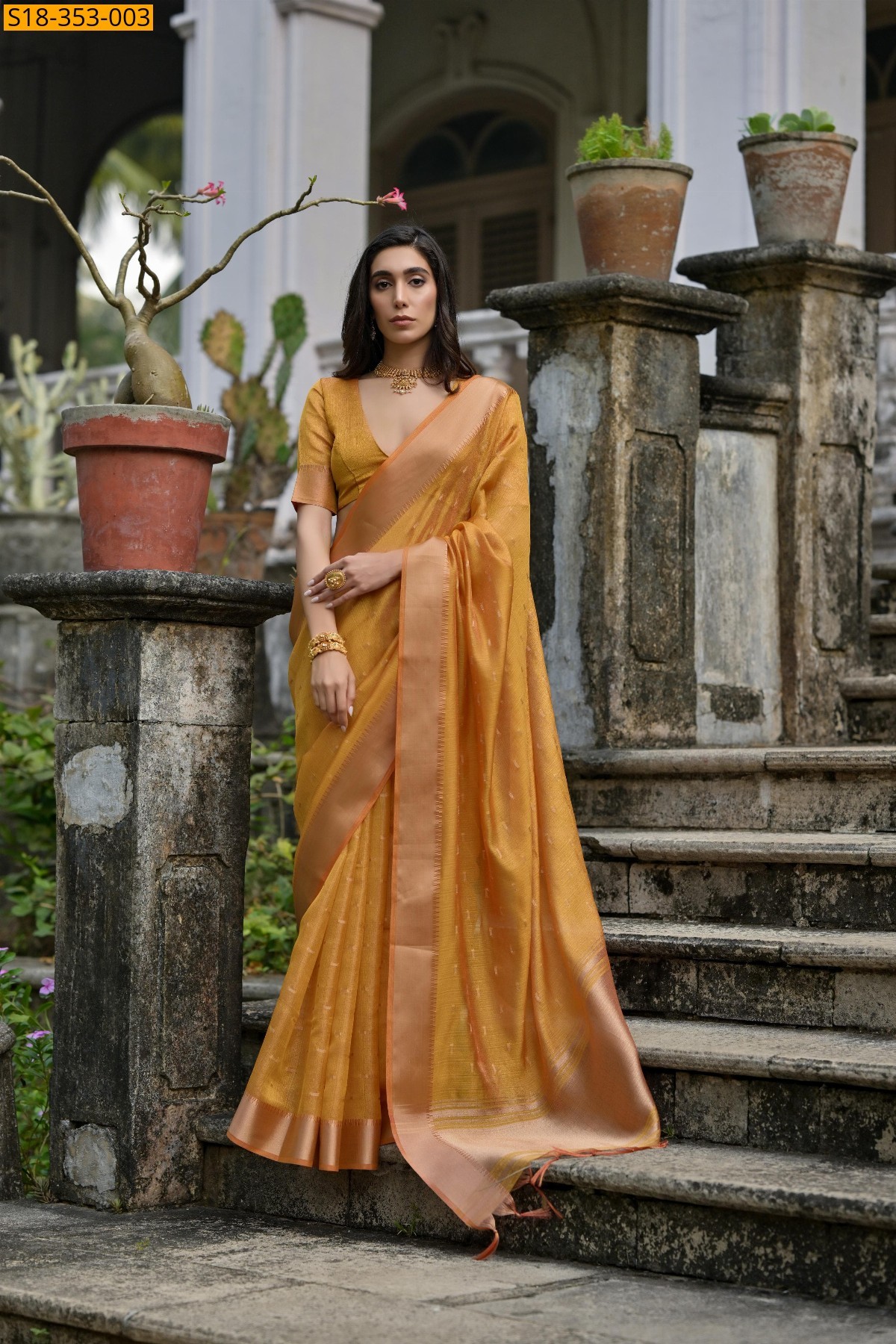 Mustard Fancy Kalyani Silk Saree