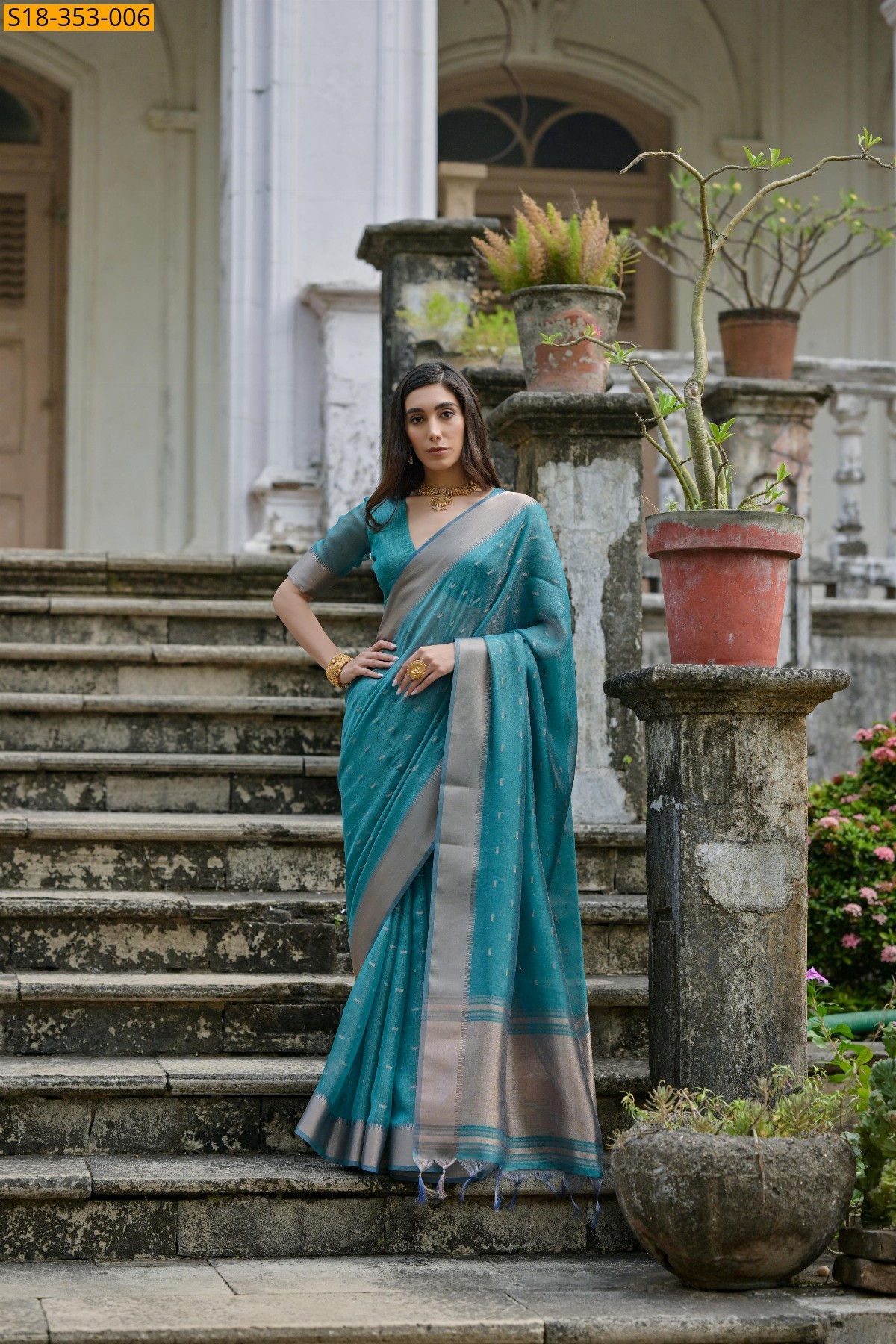 Sky Blue Fancy Kalyani Silk Saree