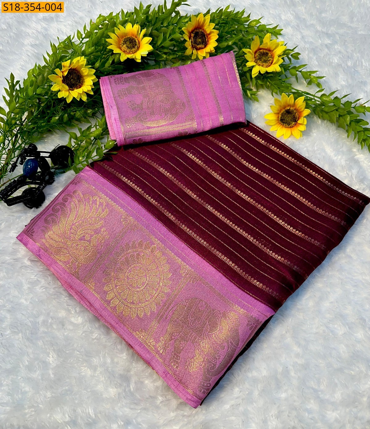 Maroon Fancy Dola Silk Saree