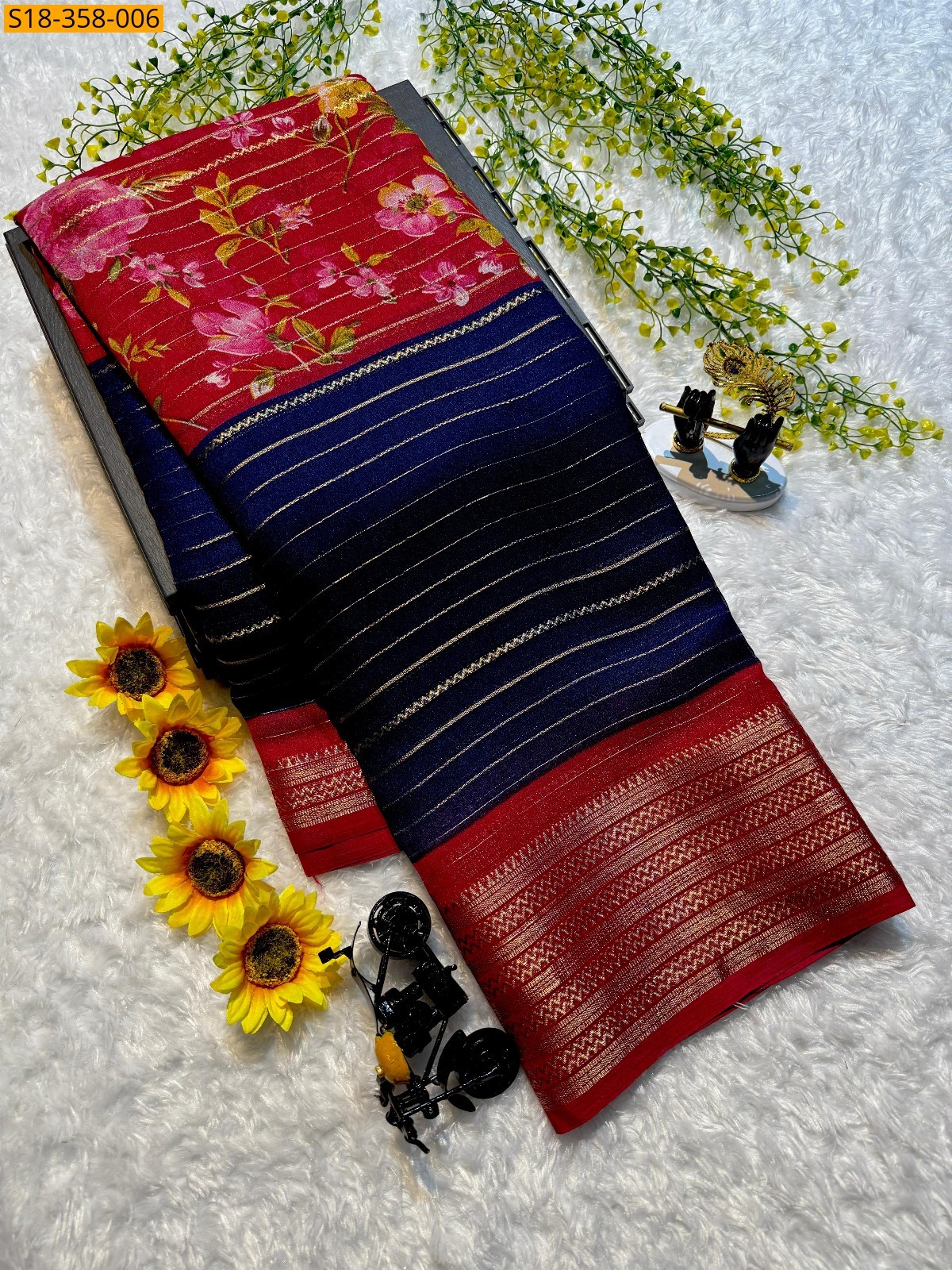 Navy blue Fancy Mysore Silk Saree