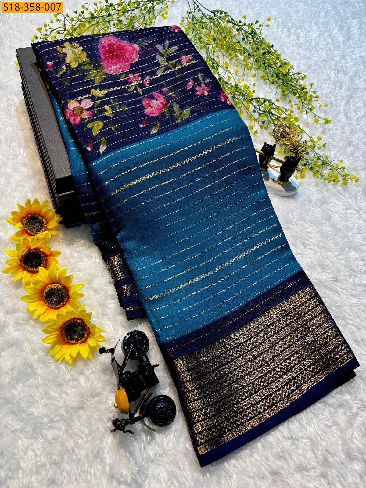 Blue Fancy Mysore Silk Saree