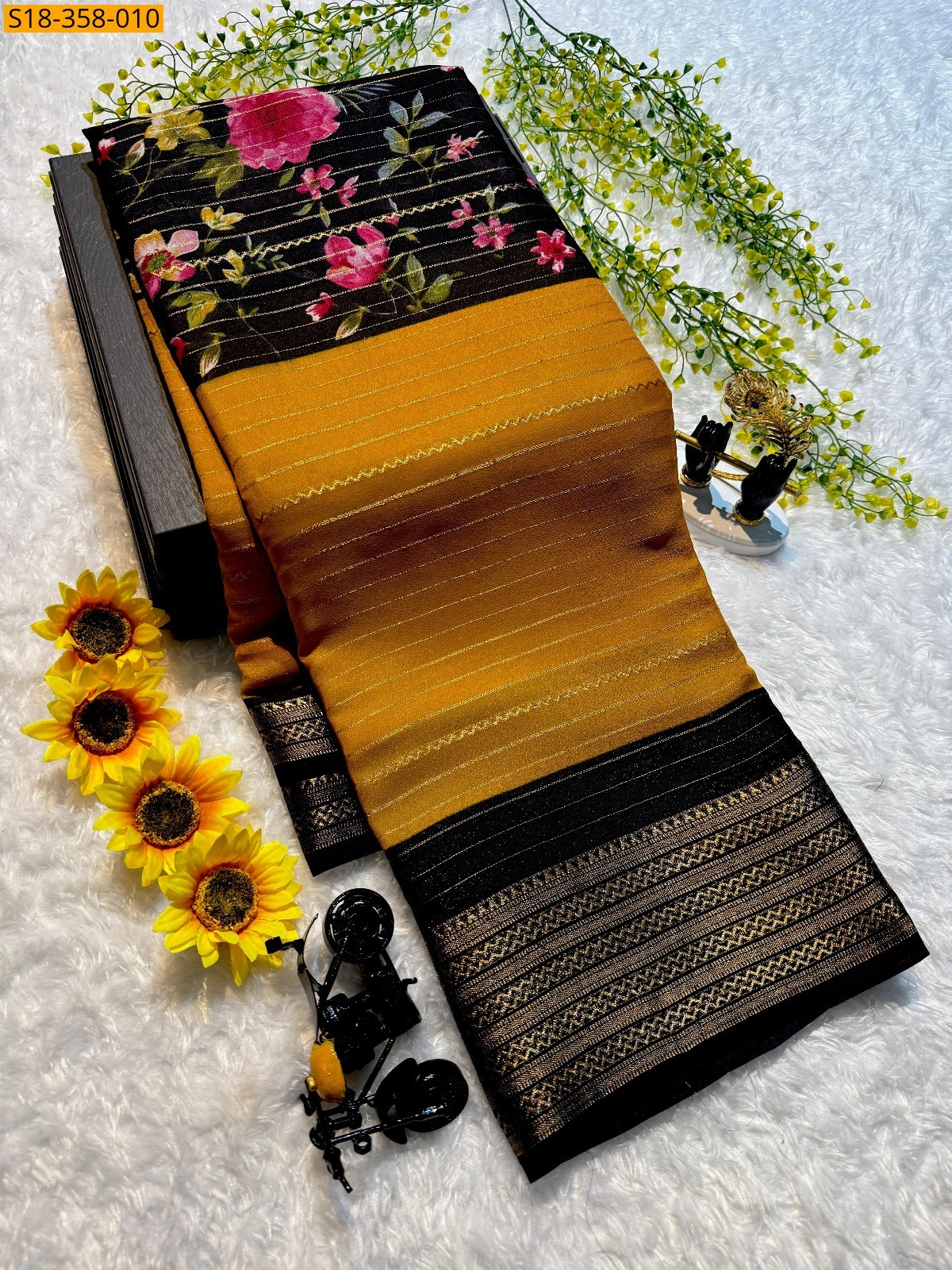 Yellow Fancy Mysore Silk Saree