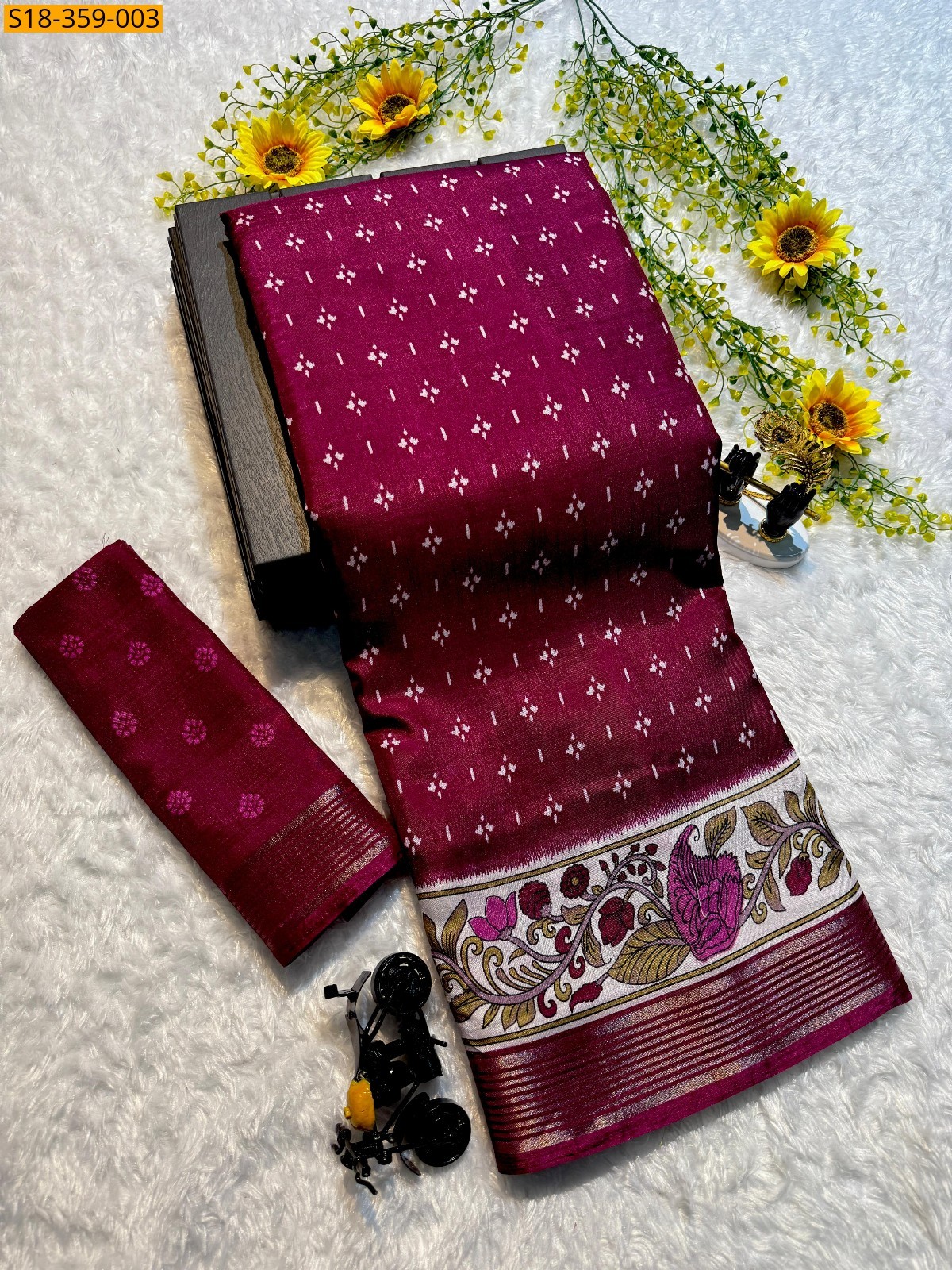 Maroon Fancy Mangalagiri Mul Mul Cotton Saree