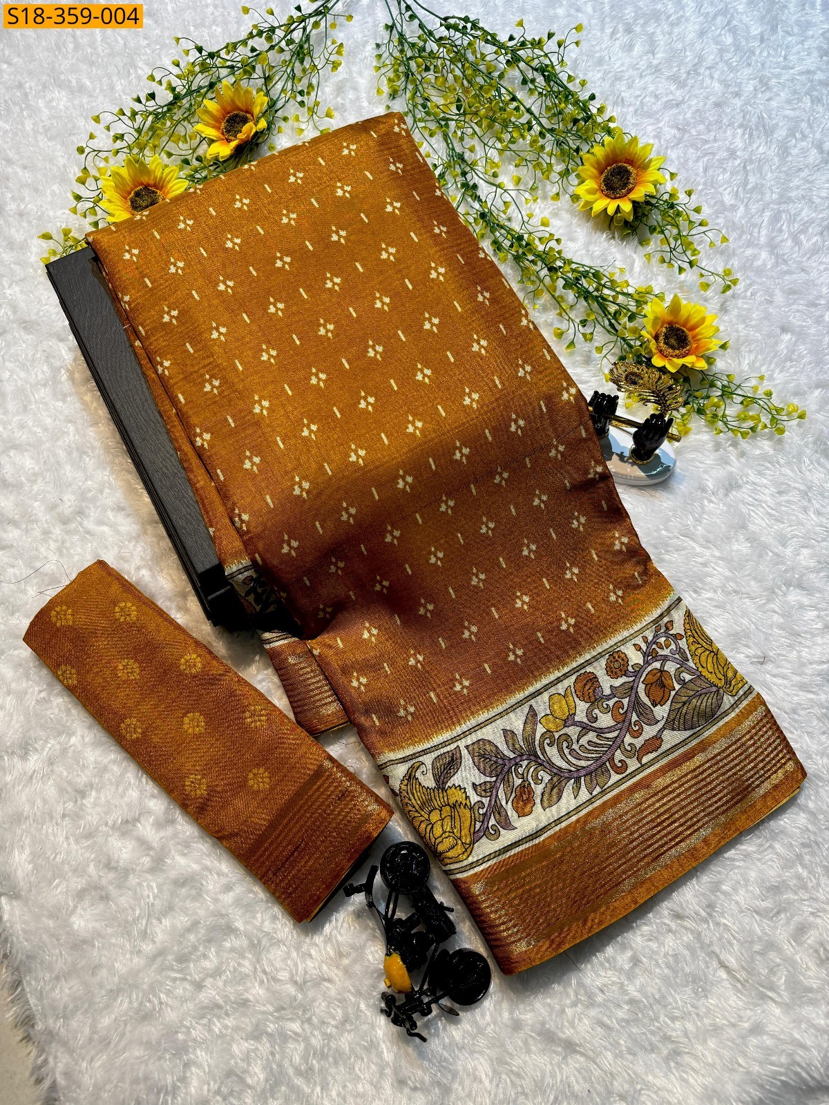 Yellow Fancy Mangalagiri Mul Mul Cotton Saree