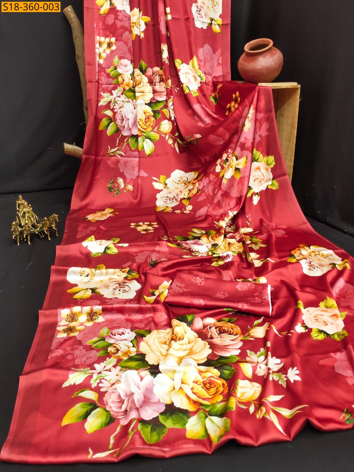 Red Fancy Japan Satin Saree