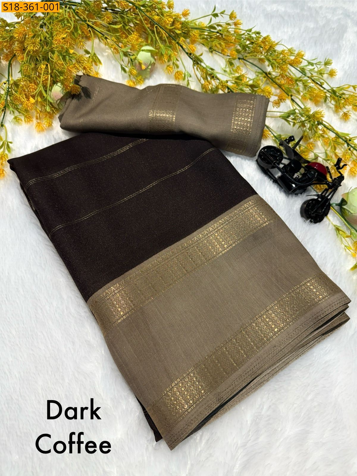 Dark coffe Fancy marshmellow saree