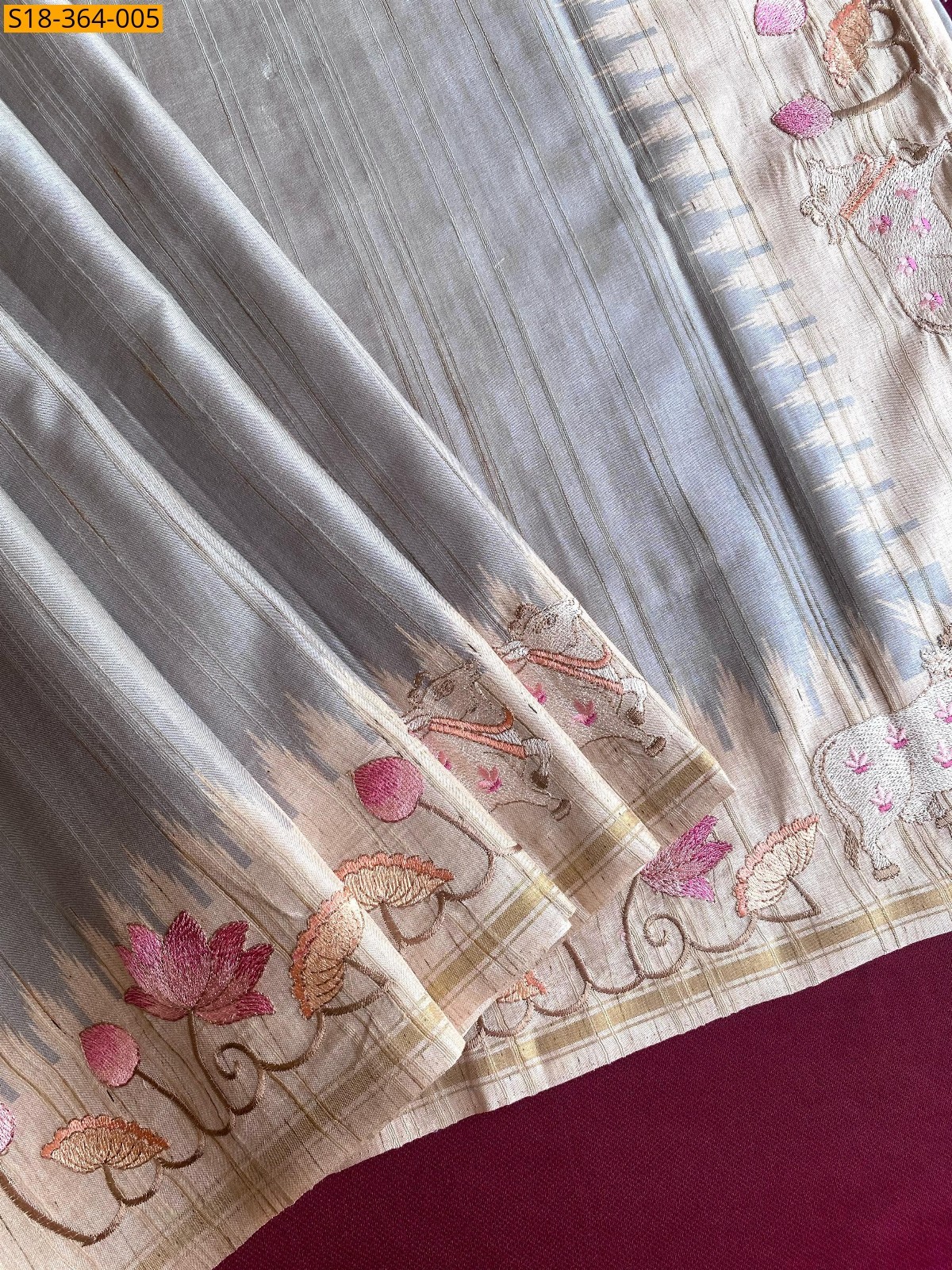 Gray Fancy tussar silk  sarees
