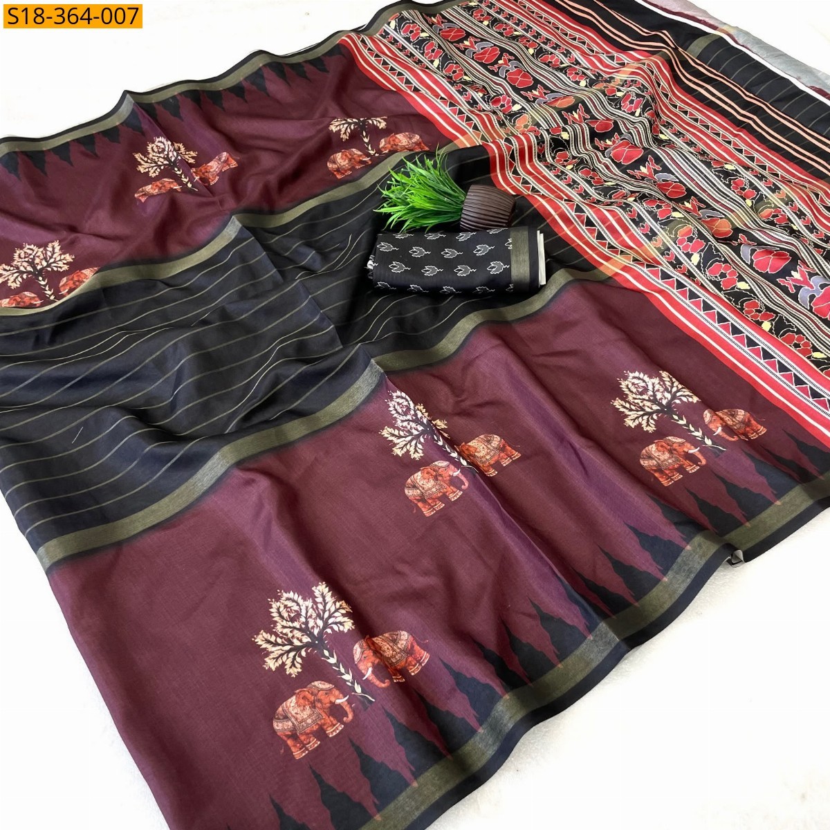 Black Fancy Dola Silk Saree